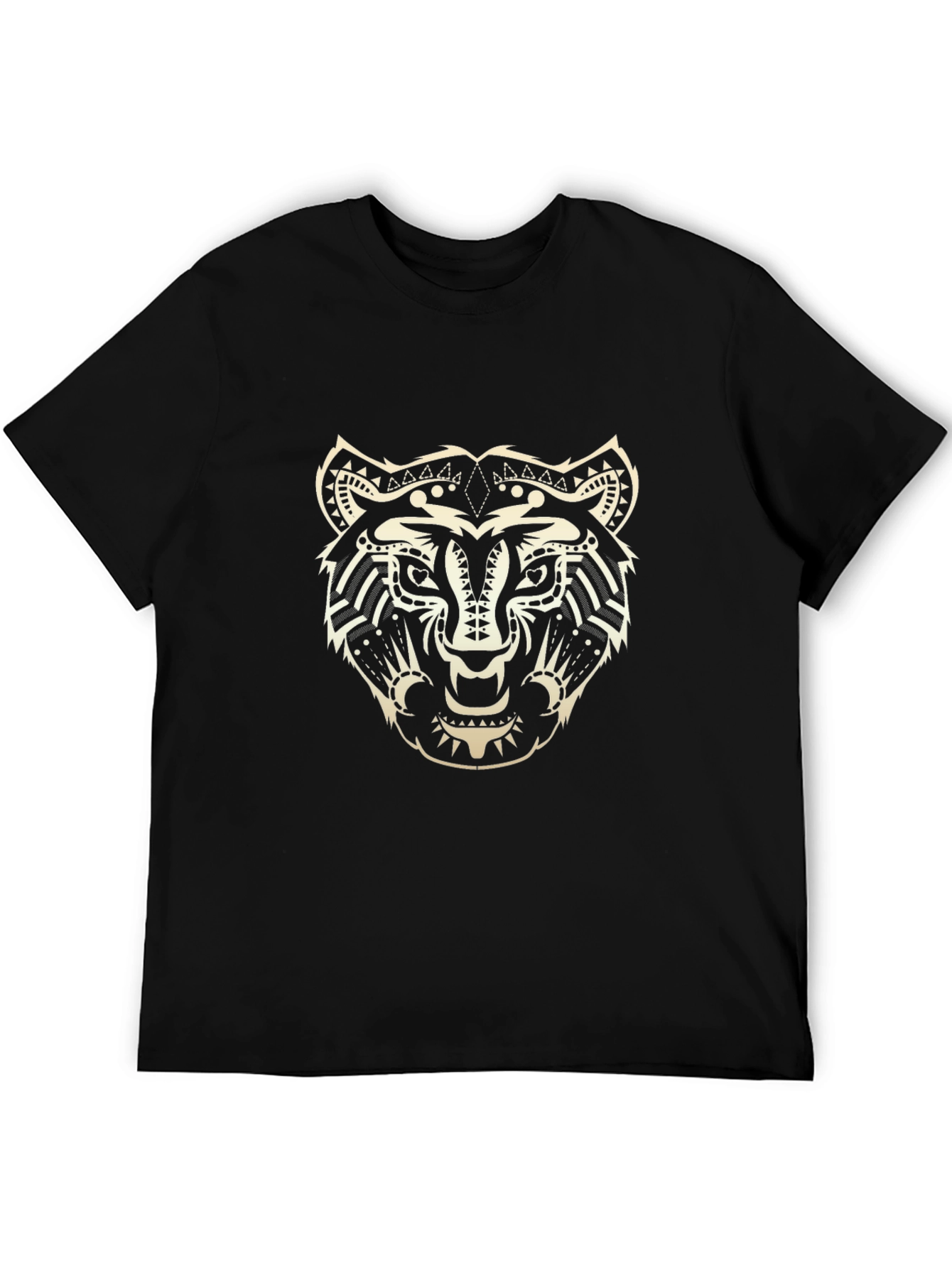 Black Tribal Tiger Graphic Black T-Shirt view 5