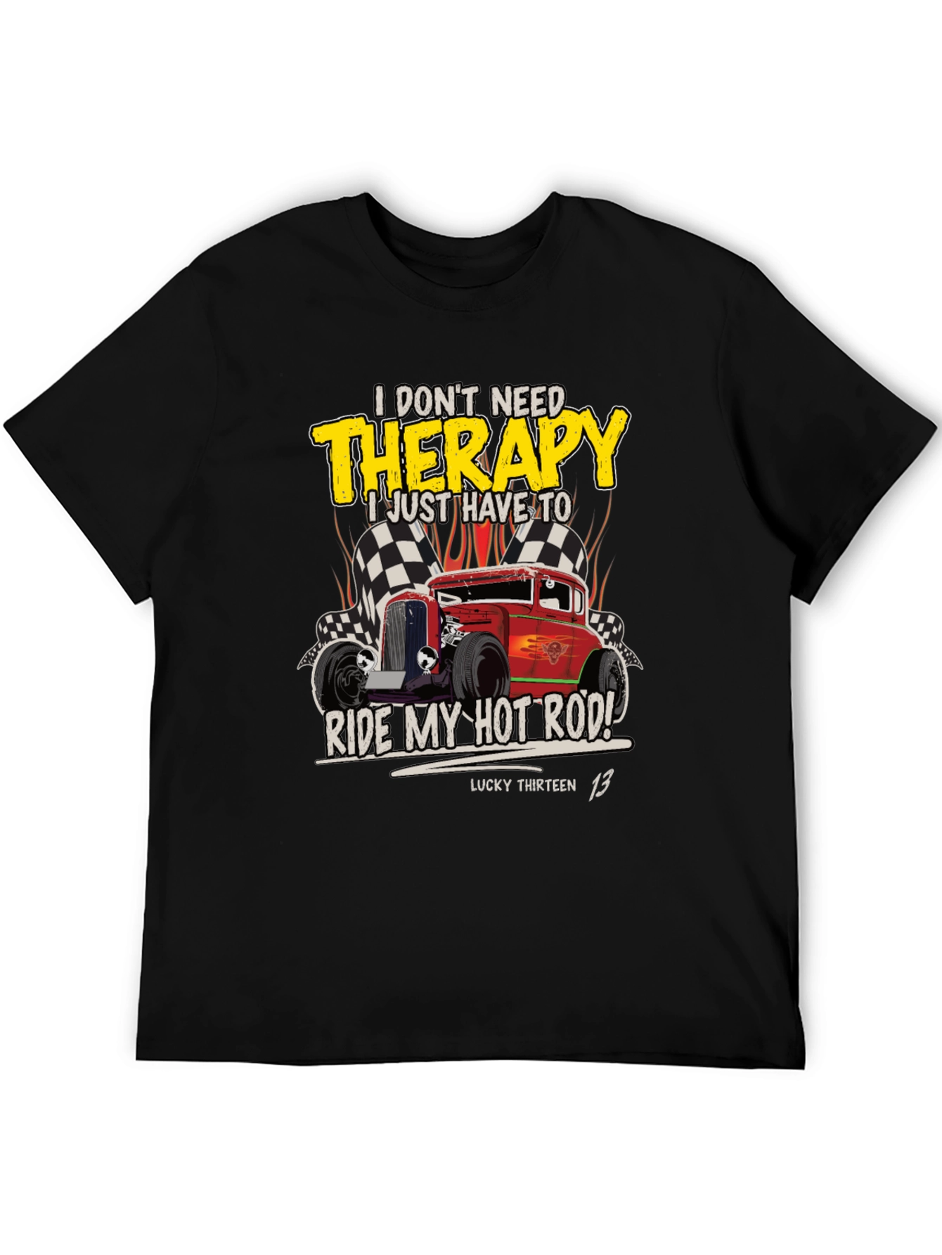 Black Hot Rod Therapy T-Shirt - Lucky Thirteen 13 view 5