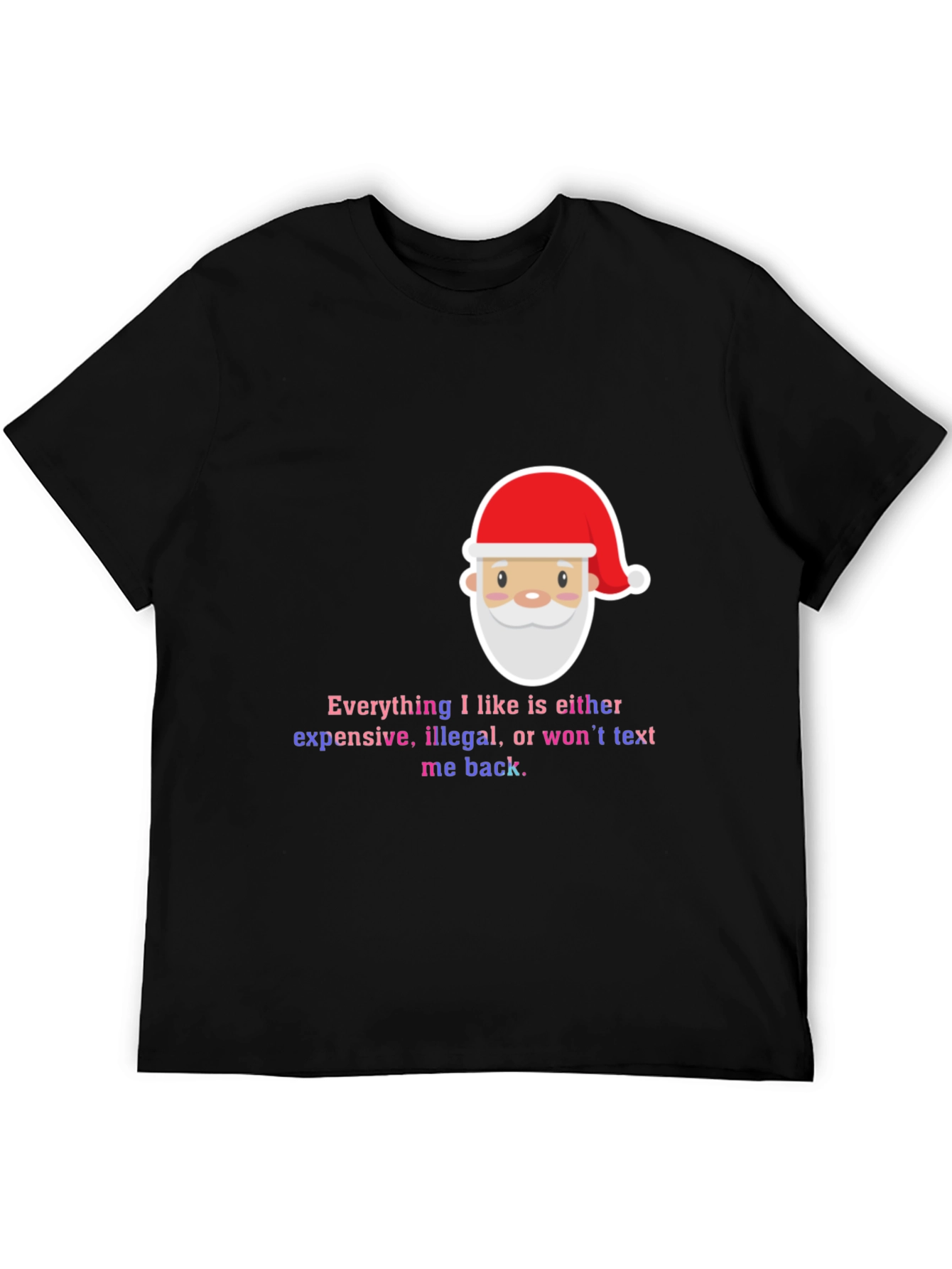 Black Funny Santa Everything I Like Men's Black T-Shirt view 5