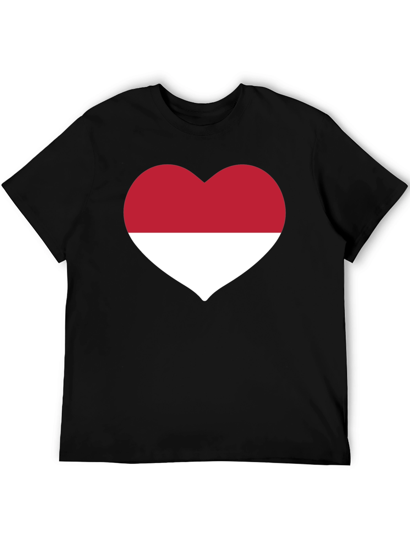 Black Indonesia Heart Flag Black T-Shirt view 5