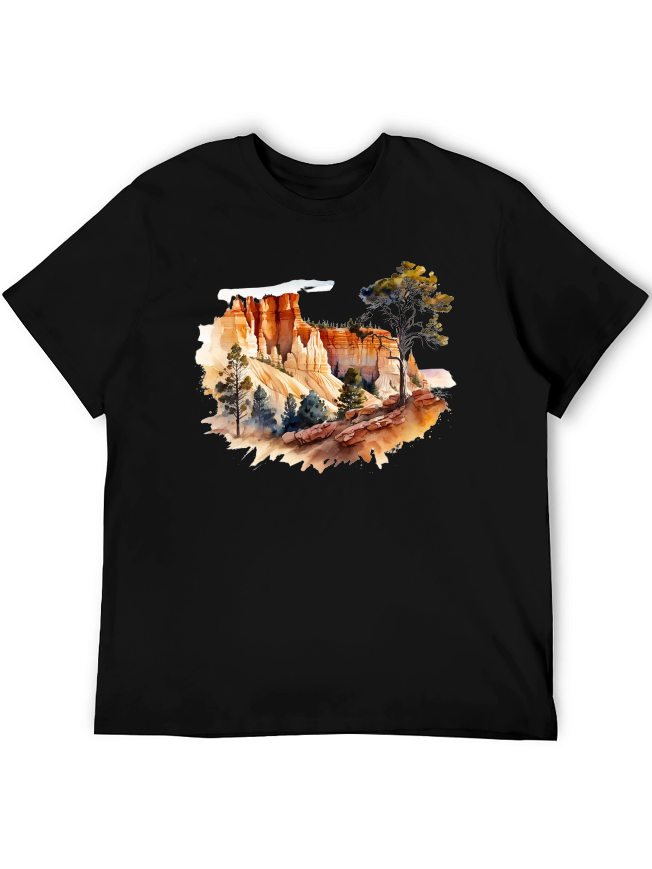 Black Bryce Canyon Watercolor Graphic Tee - Black view 5