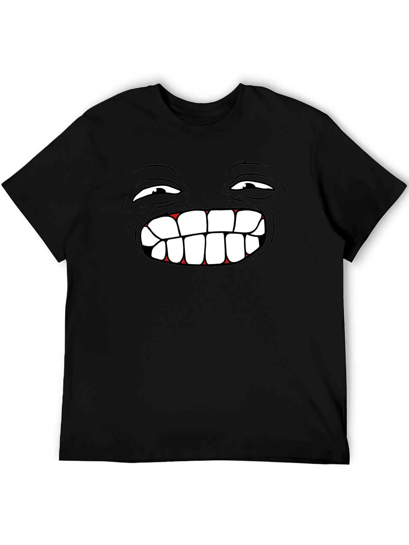 Black Funny Cartoon Face Black T-Shirt view 5