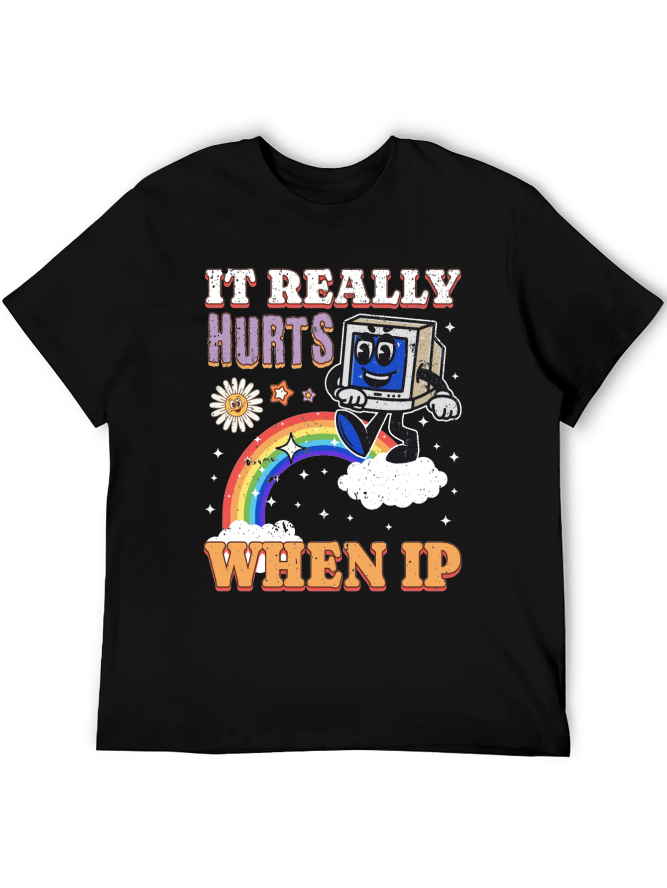 Black Retro Tech Humor T-Shirt view 5