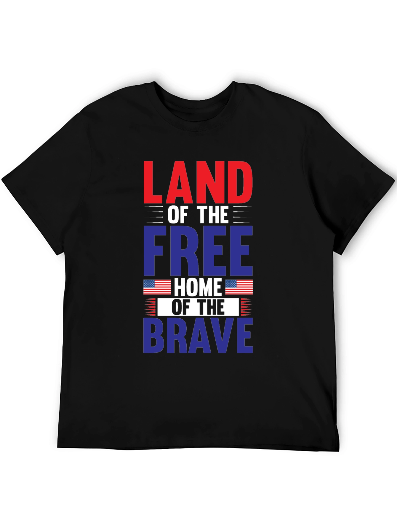 Black Patriotic T-Shirt: Land of the Free, Home of the Brave view 5