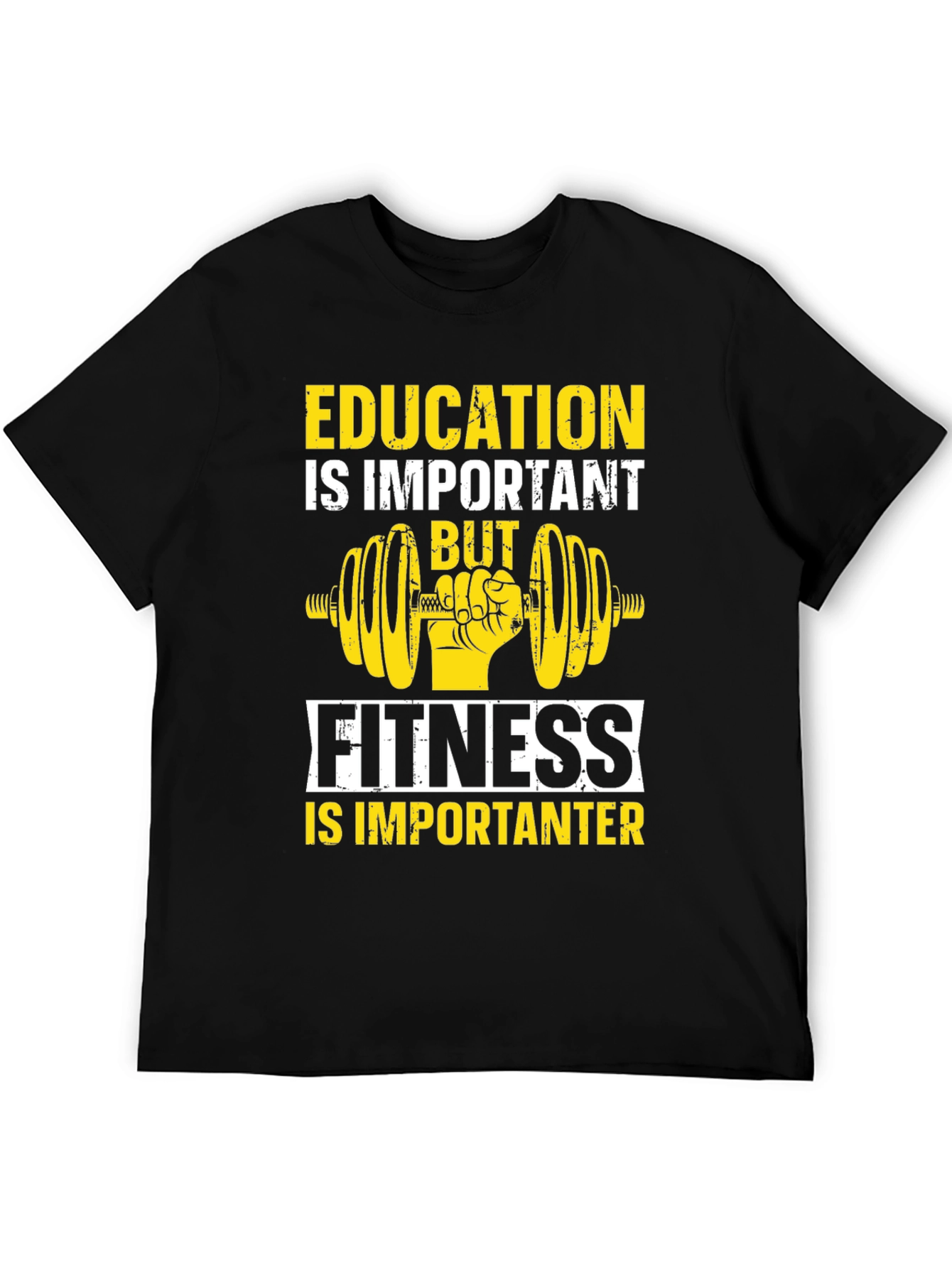Black Education vs Fitness Graphic T-Shirt view 5