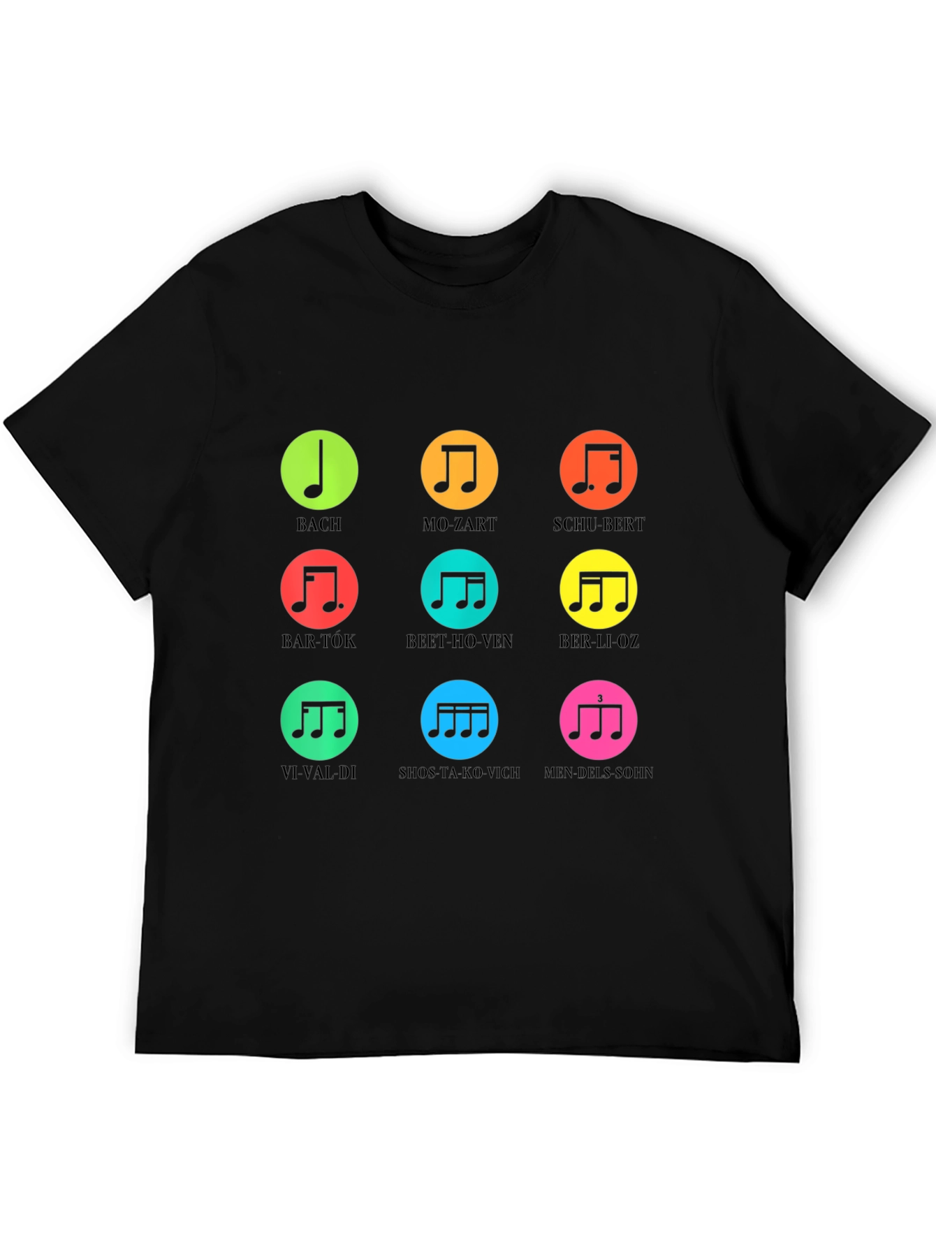 Black Classical Composers Music Notes T-Shirt view 5