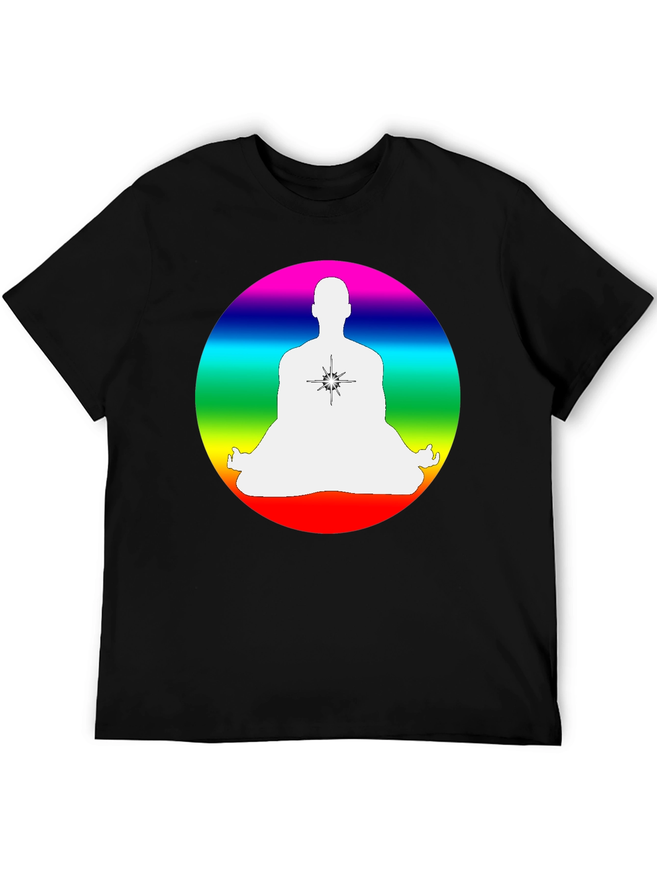 Black Rainbow Chakra Meditation T-Shirt - Black view 5
