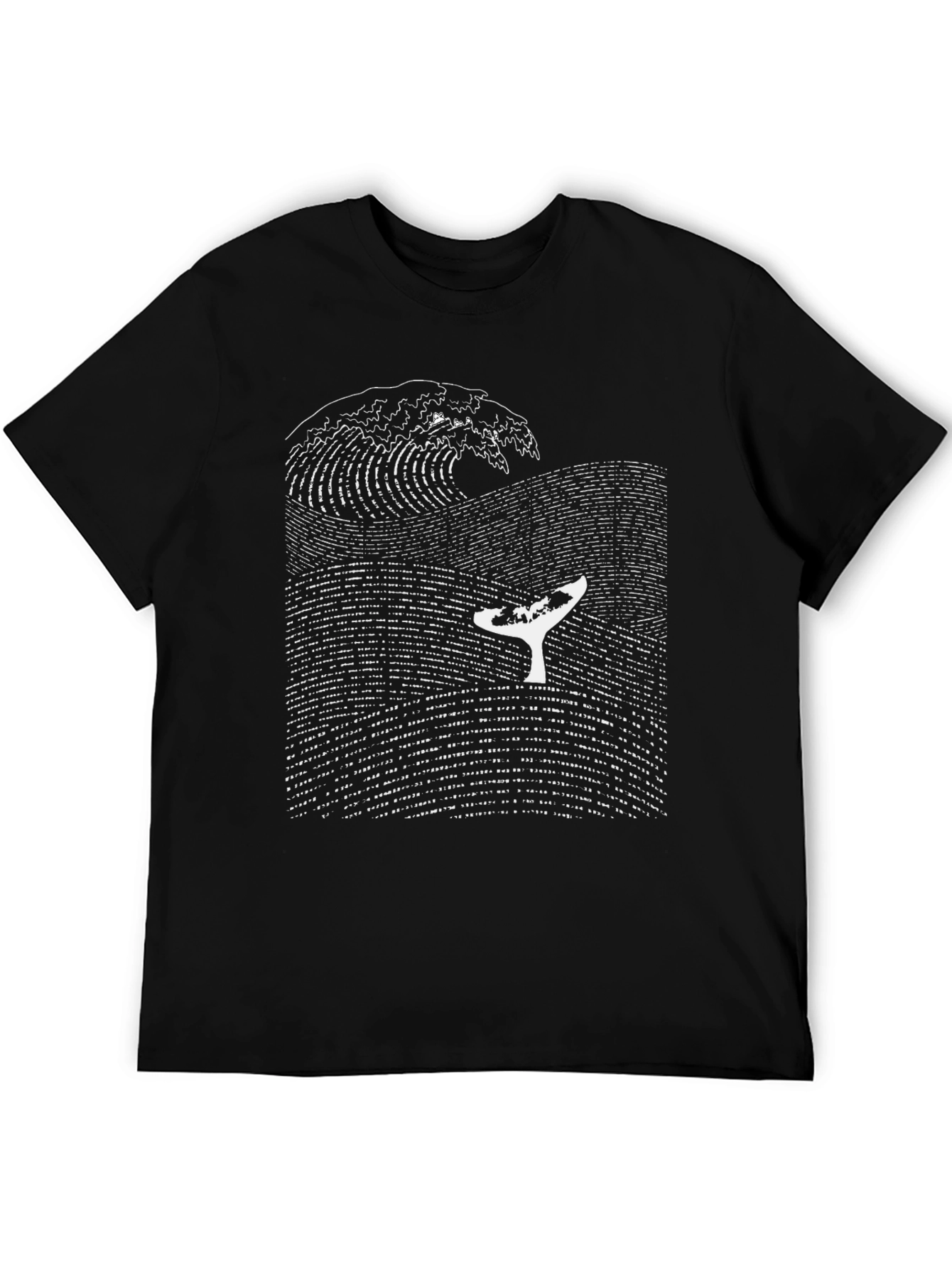 Black Whale Wave Graphic T-Shirt - Black Cotton Tee view 5
