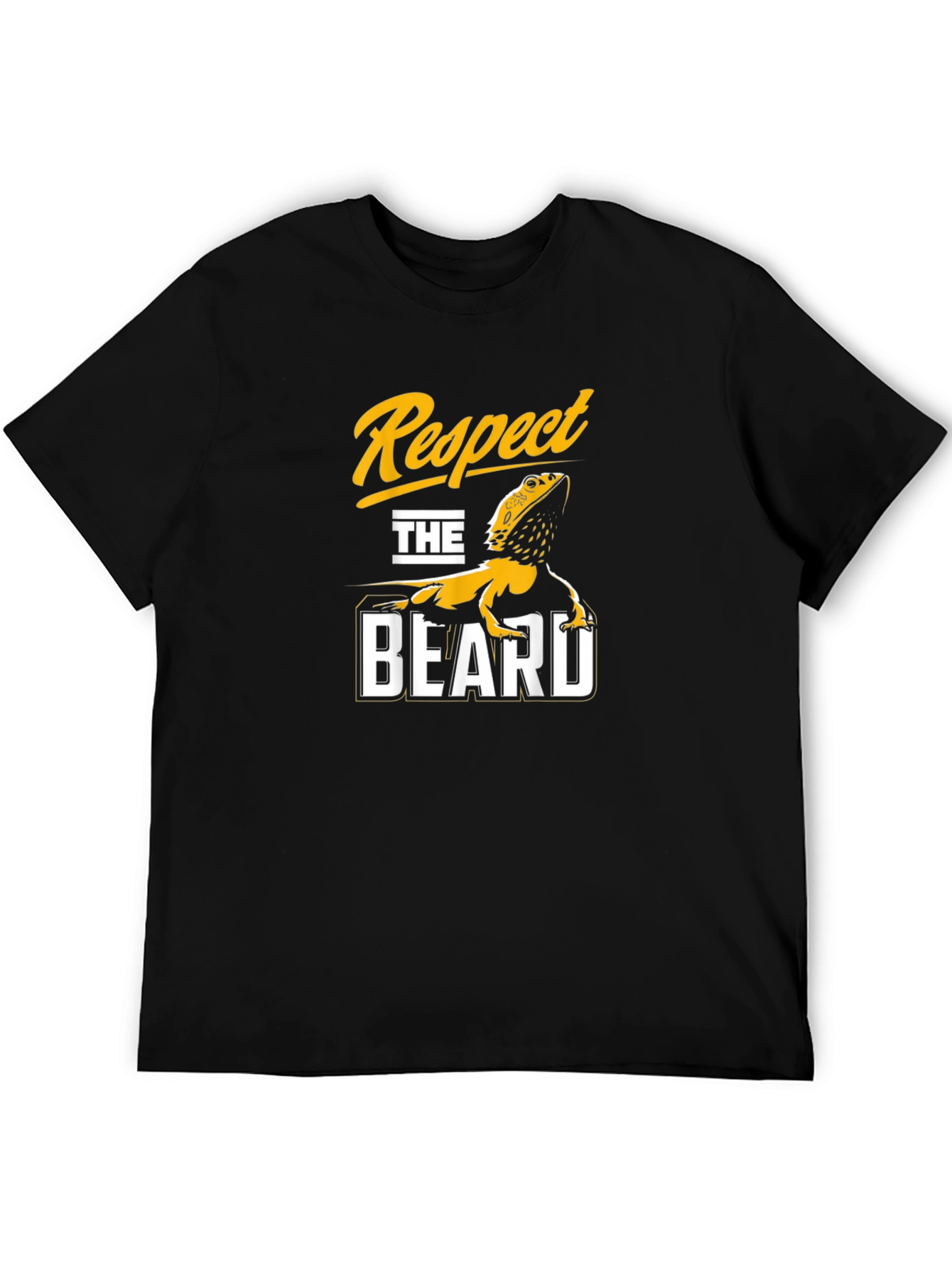 Black Respect the Beard T-Shirt - Bearded Dragon Design view 5