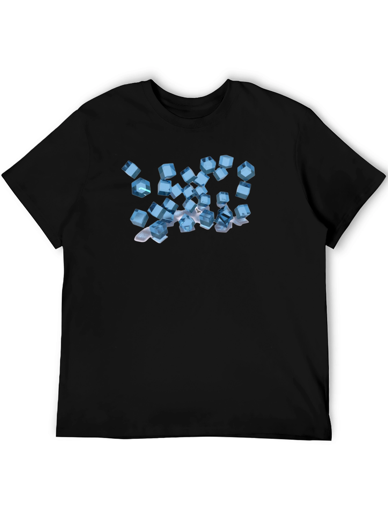Black Geometric Cubes Graphic Black T-Shirt view 5