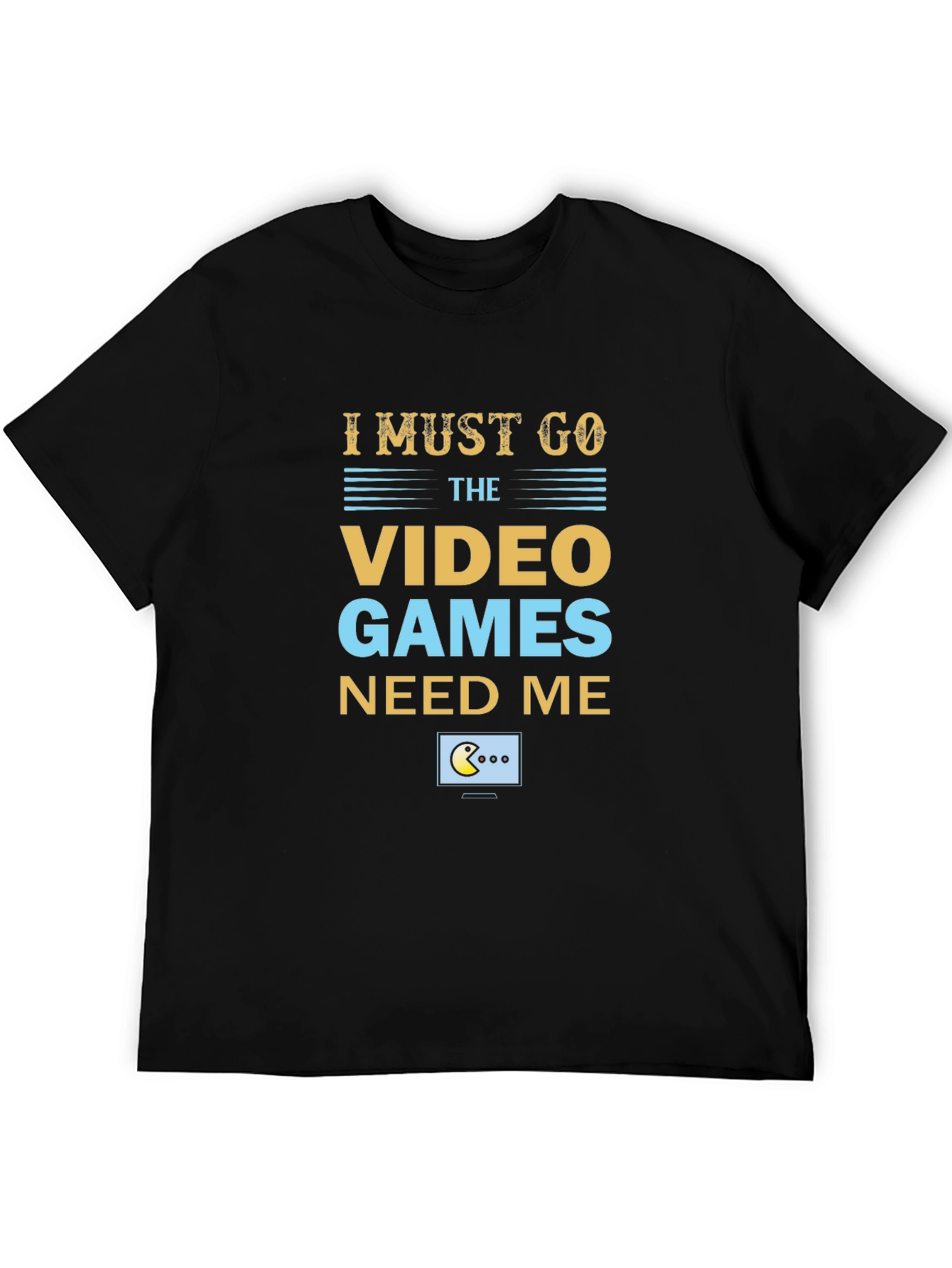 Black I Must Go Video Games Men's T-Shirt view 5