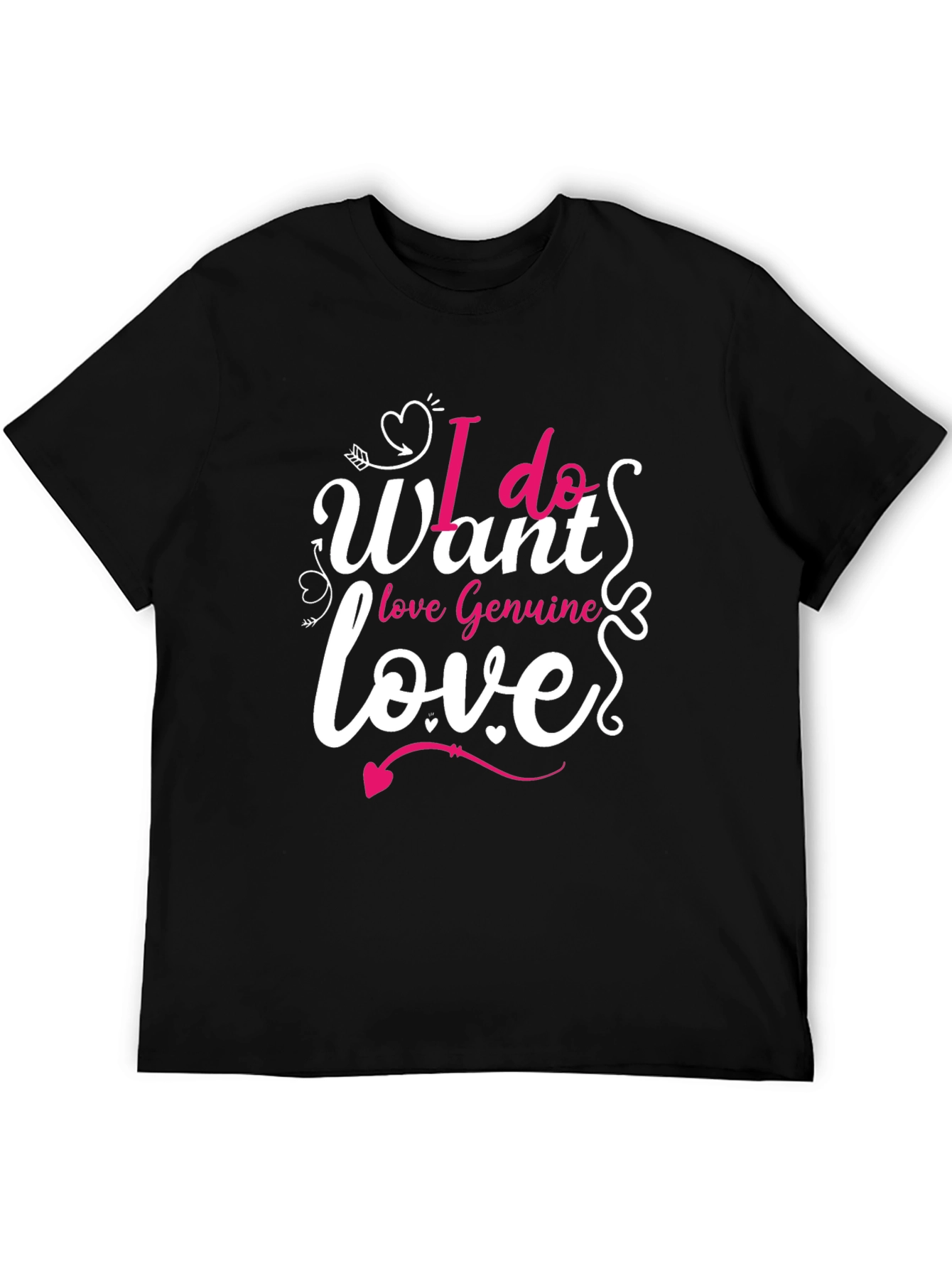 Black I Want Love T-Shirt - Valentine's Day Gift view 5