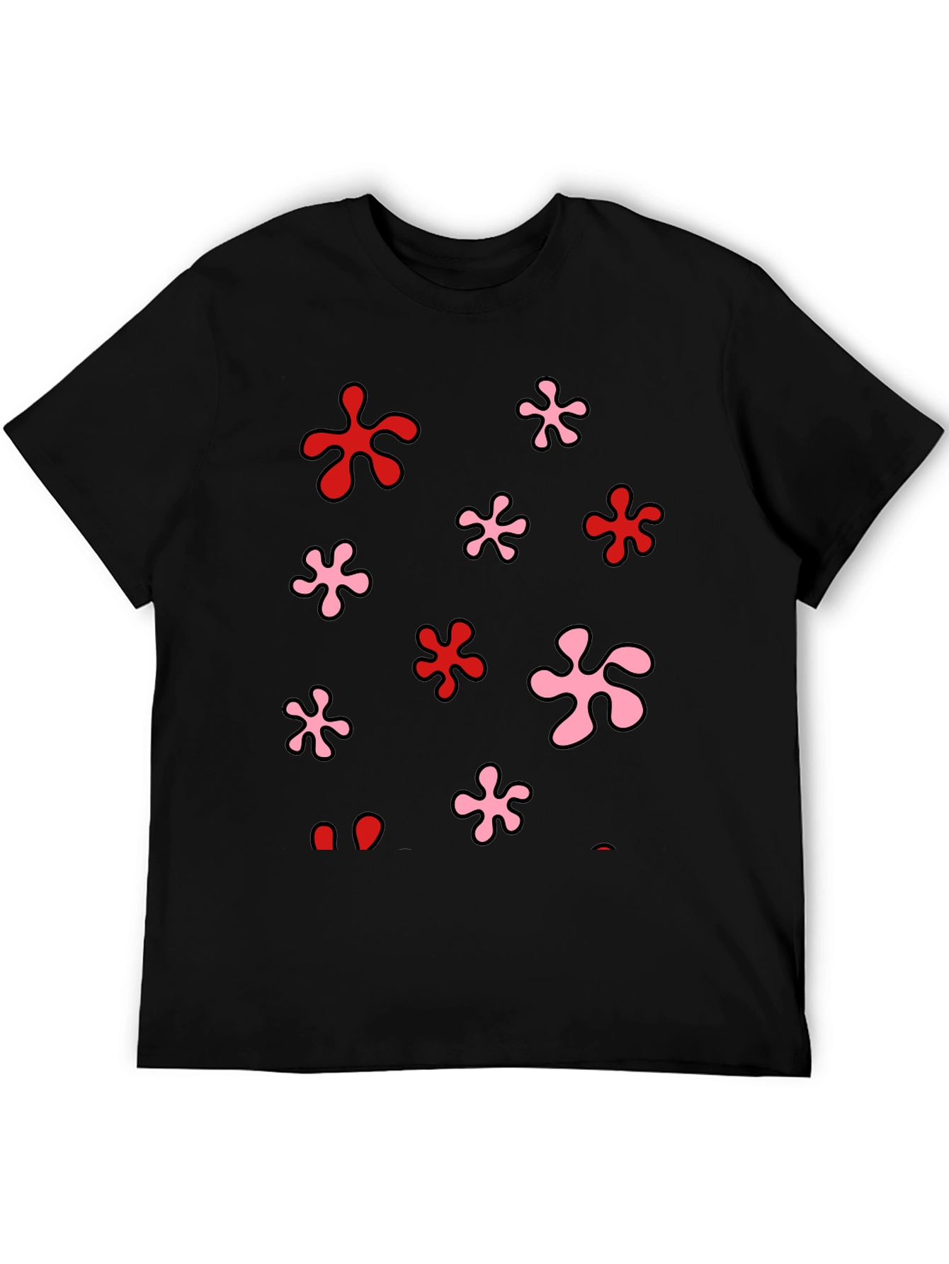 Black Funky Floral Print Black T-Shirt view 5