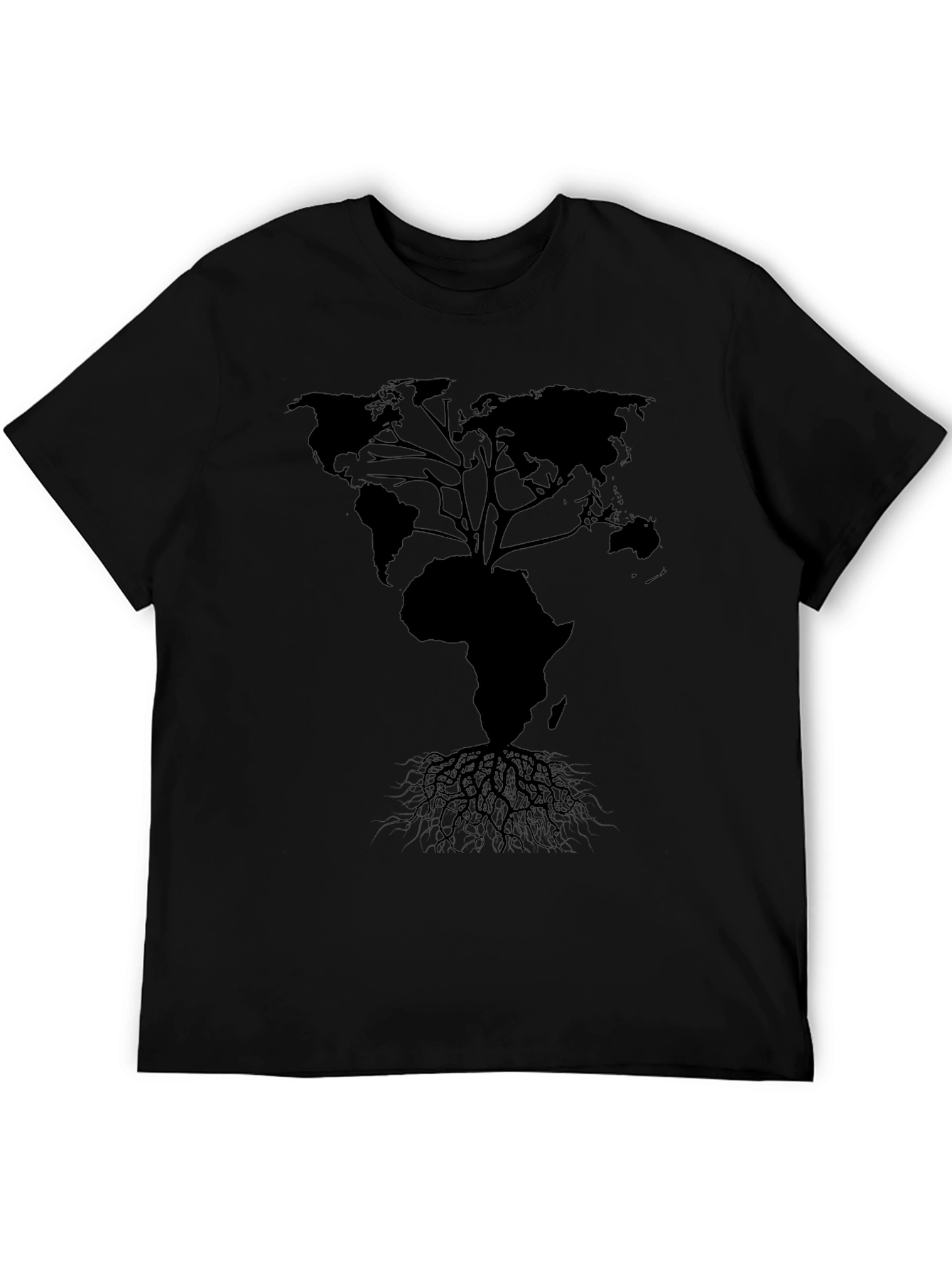 Black World Map Tree T-Shirt - Black view 5