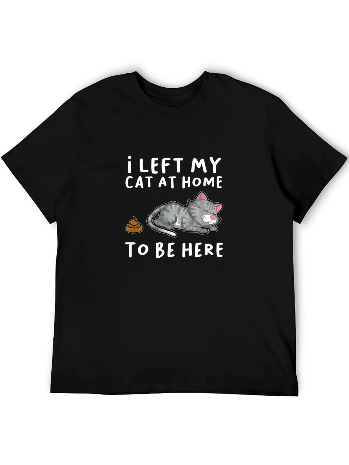 Black Funny Cat Graphic T-Shirt: I Left My Cat At Home view 5