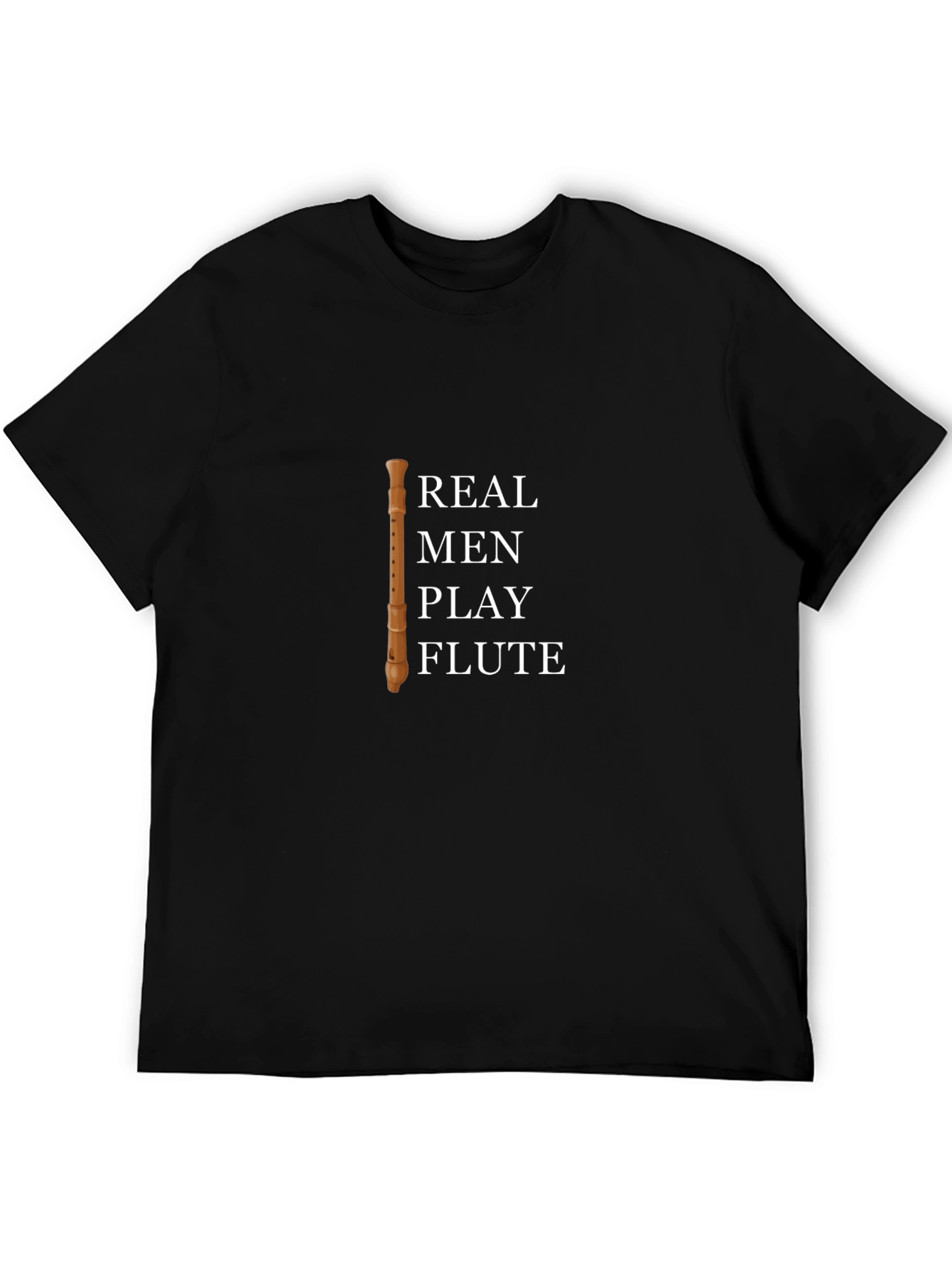 Black Real Men Play Flute Graphic T-Shirt view 5