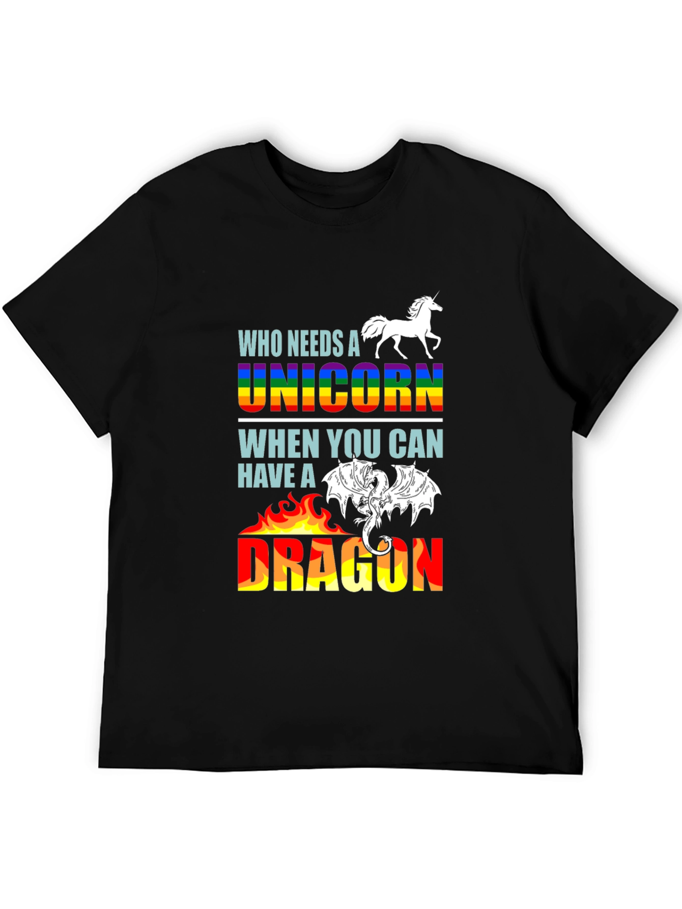 Black Unicorn or Dragon Graphic T-Shirt view 5