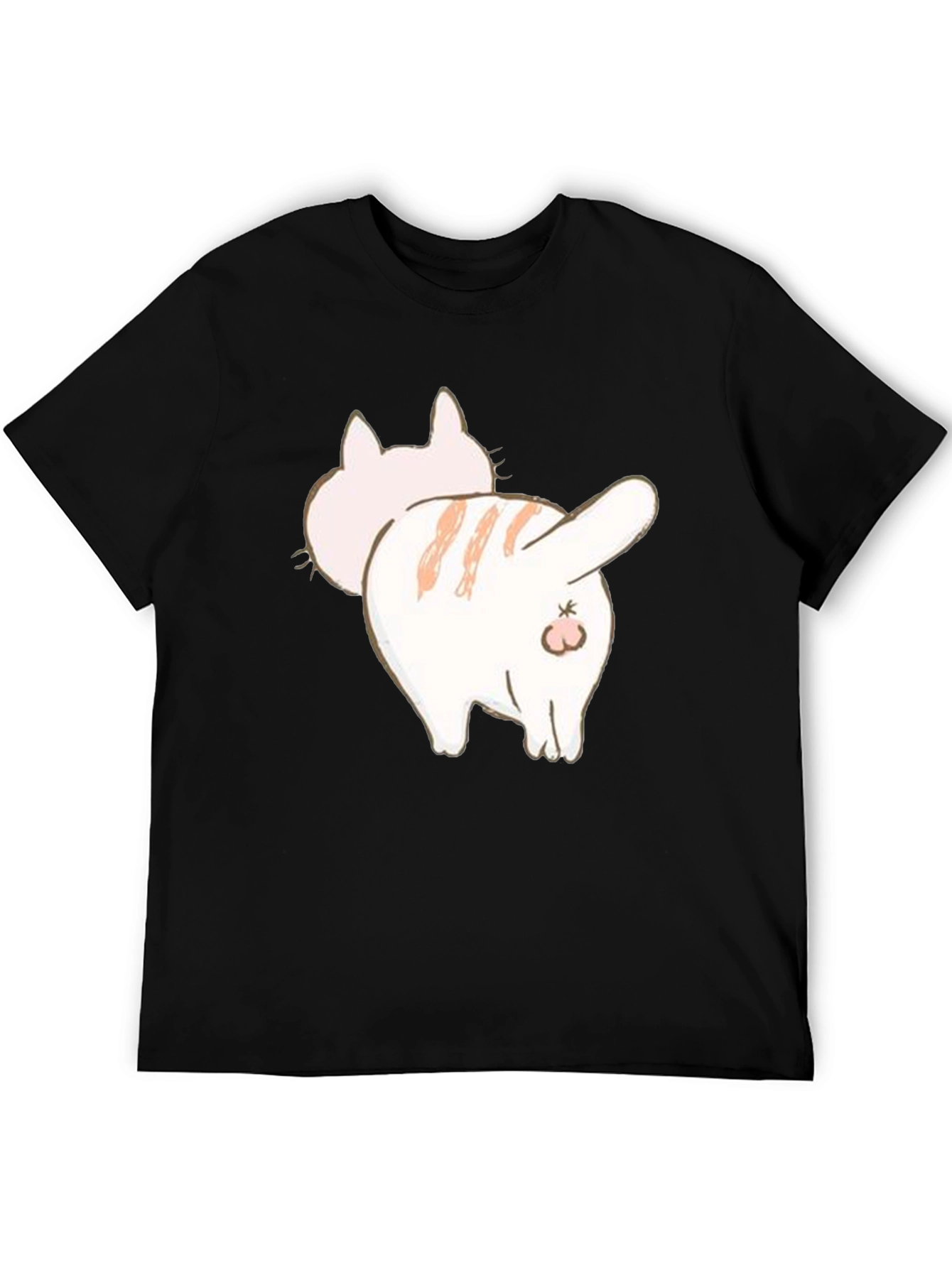 Black Funny Cat Butt Graphic Tee - Unisex Black T-Shirt view 5