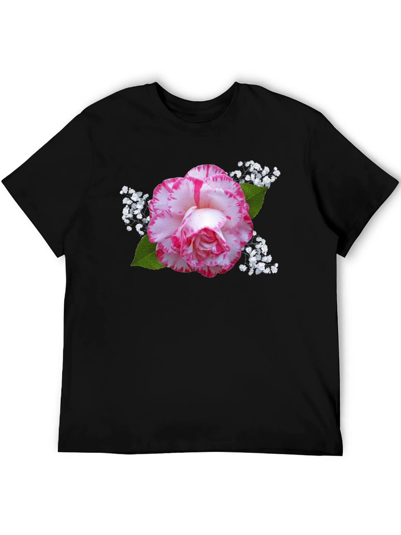 Black Floral Print Black T-Shirt - Stylish & Unique view 5