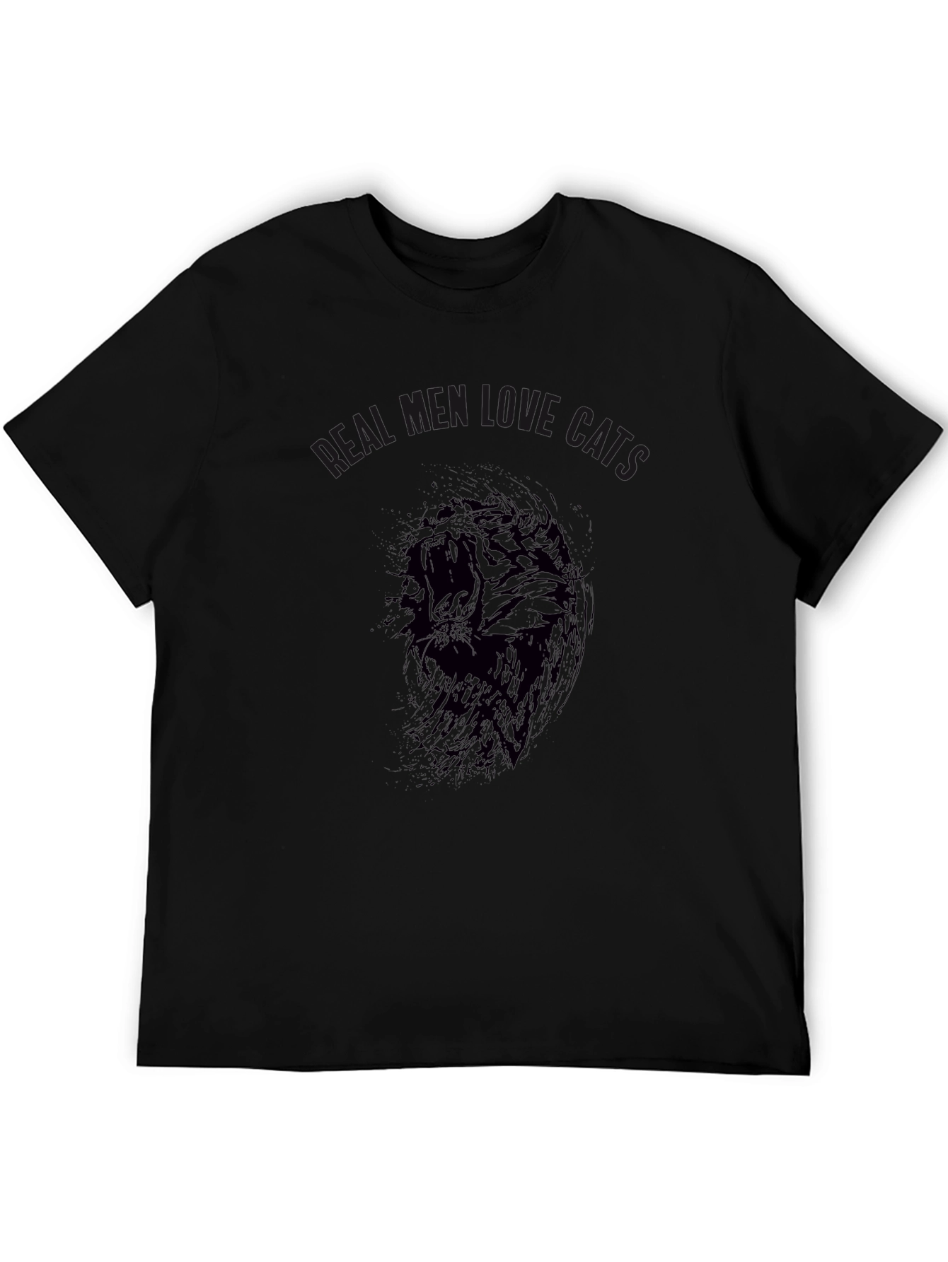 Black Men's Black Graphic Tee - Lion Roar Cats view 5