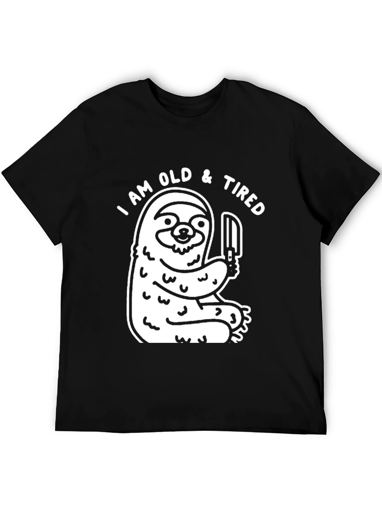 Black I am Old & Tired Sloth Graphic T-Shirt view 5