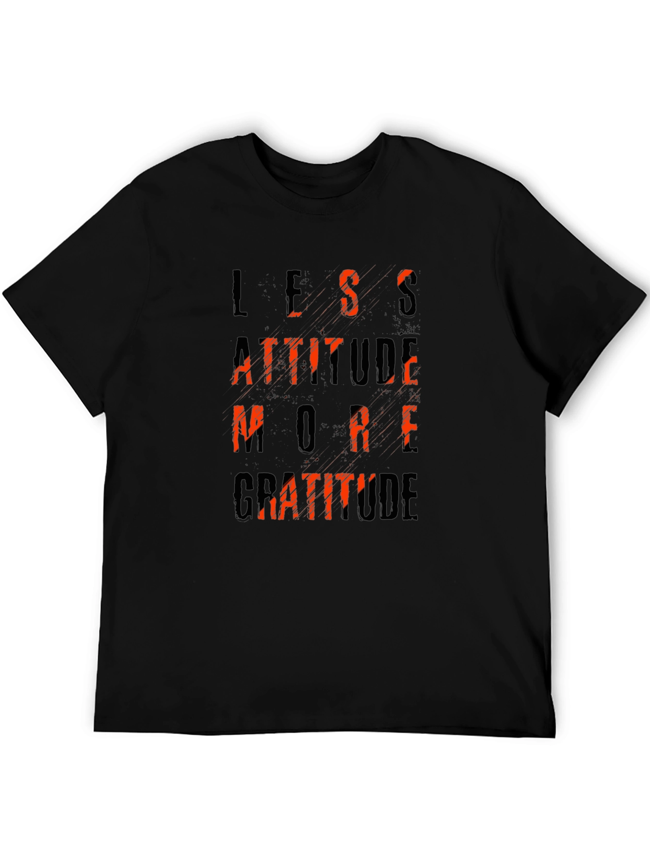 Black Less Attitude More Gratitude Black T-Shirt view 5