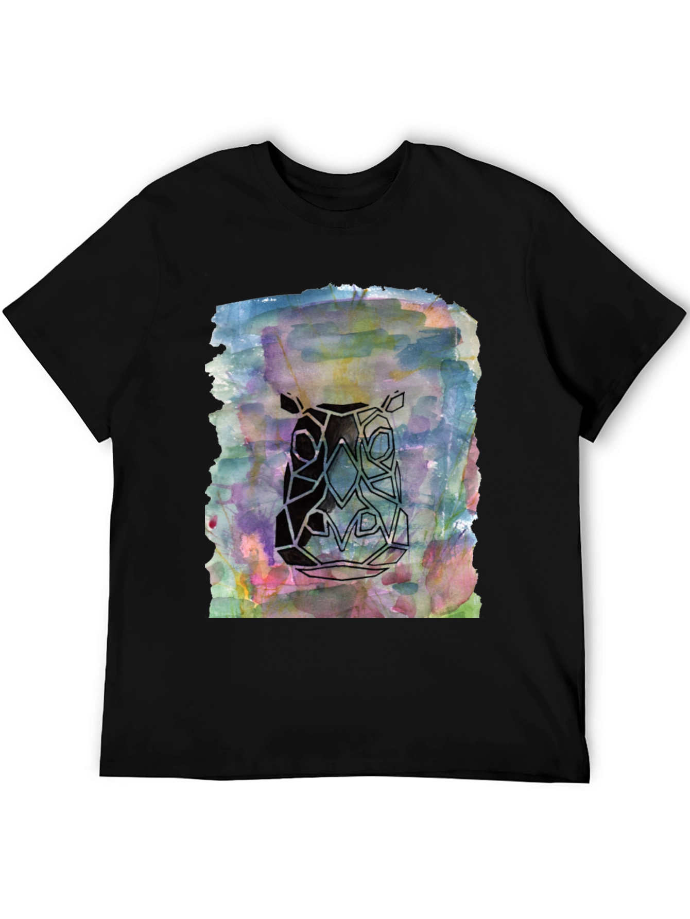 Black Abstract Rhino Graphic Tee - Men's Black T-Shirt view 5