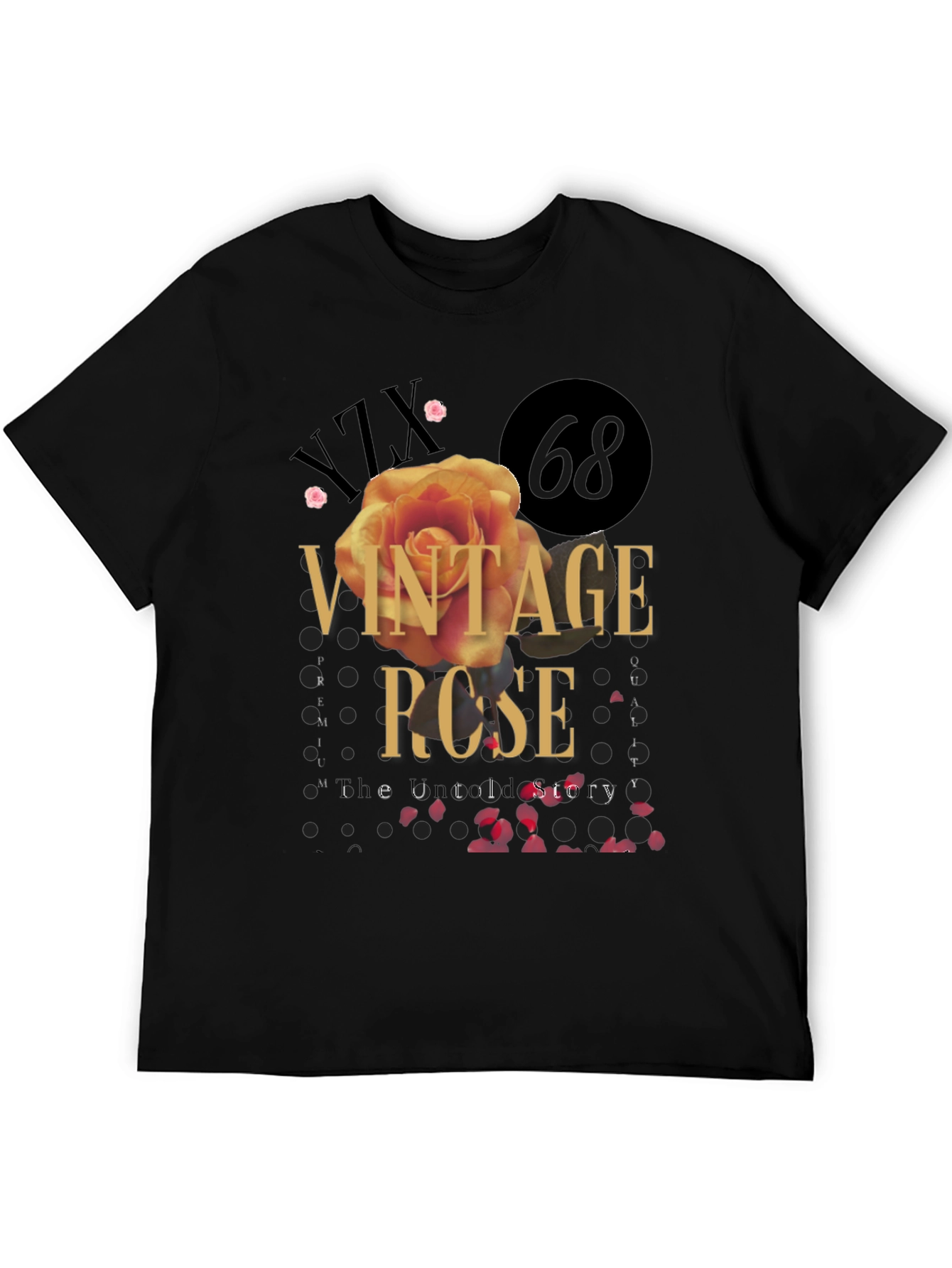 Black Vintage Rose Graphic Tee - Stylish Unisex T-Shirt view 5