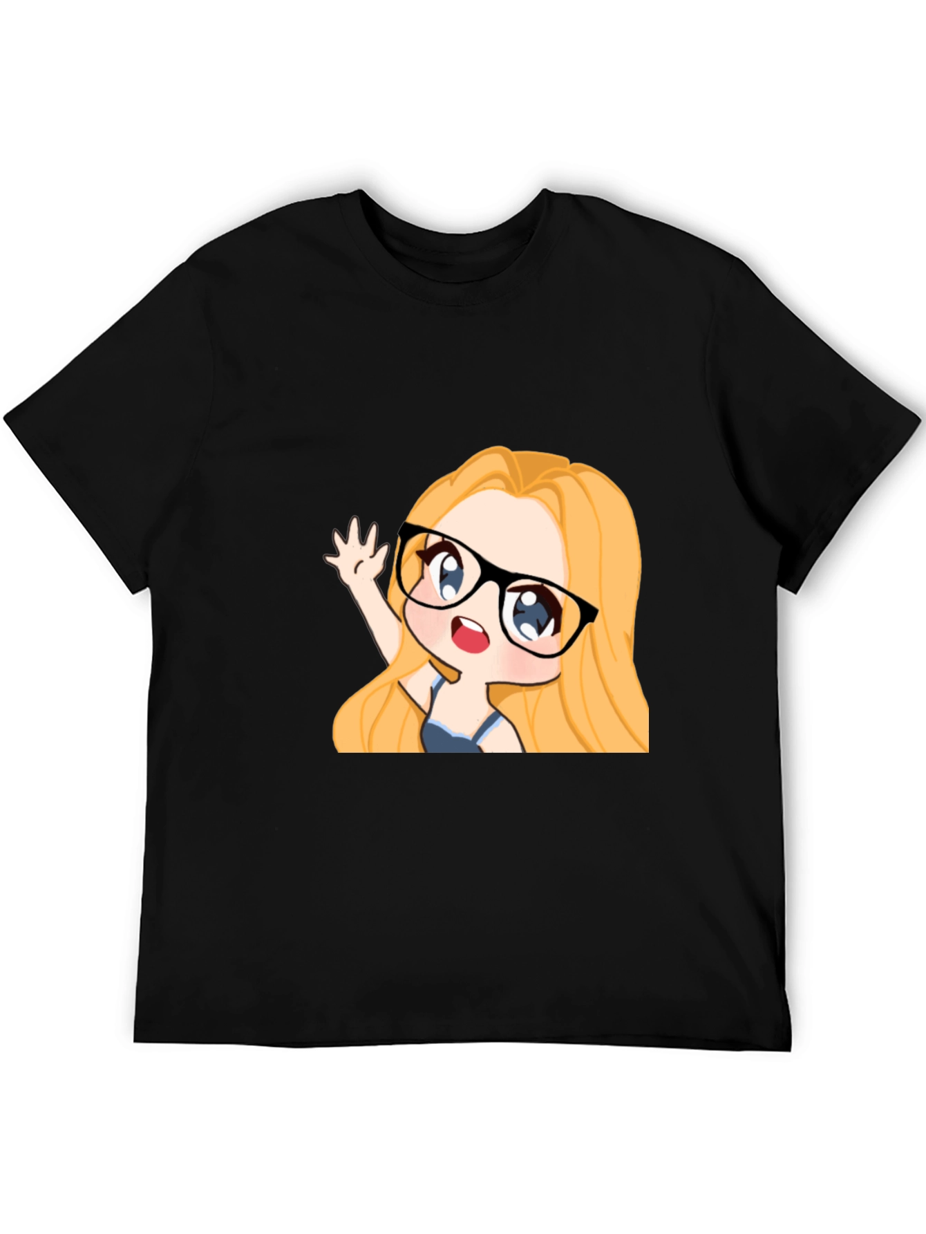 Black Anime Girl Graphic Tee - Black Cotton Casual T-Shirt view 5