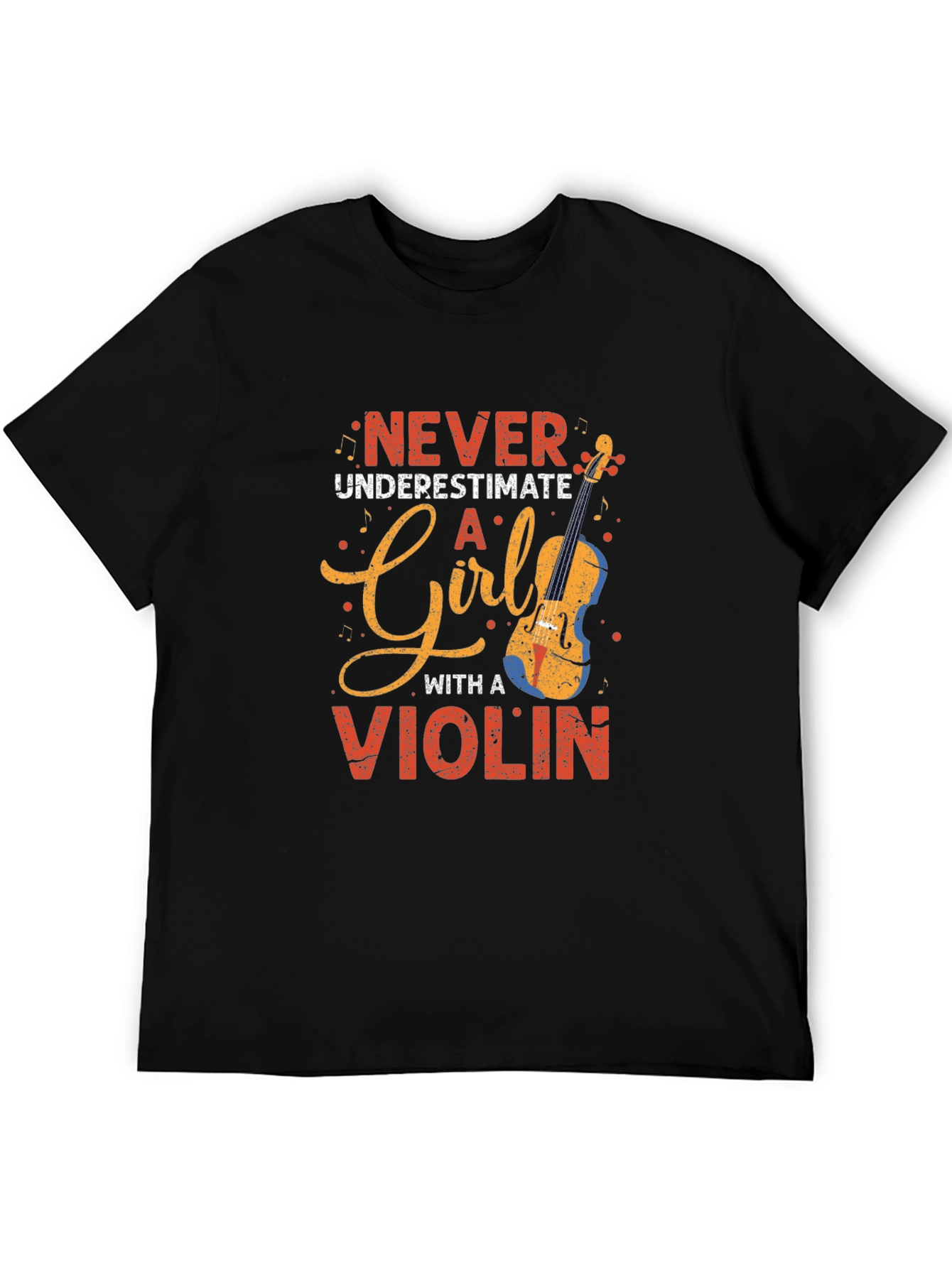 Black Never Underestimate a Girl With a Violin T-Shirt view 5
