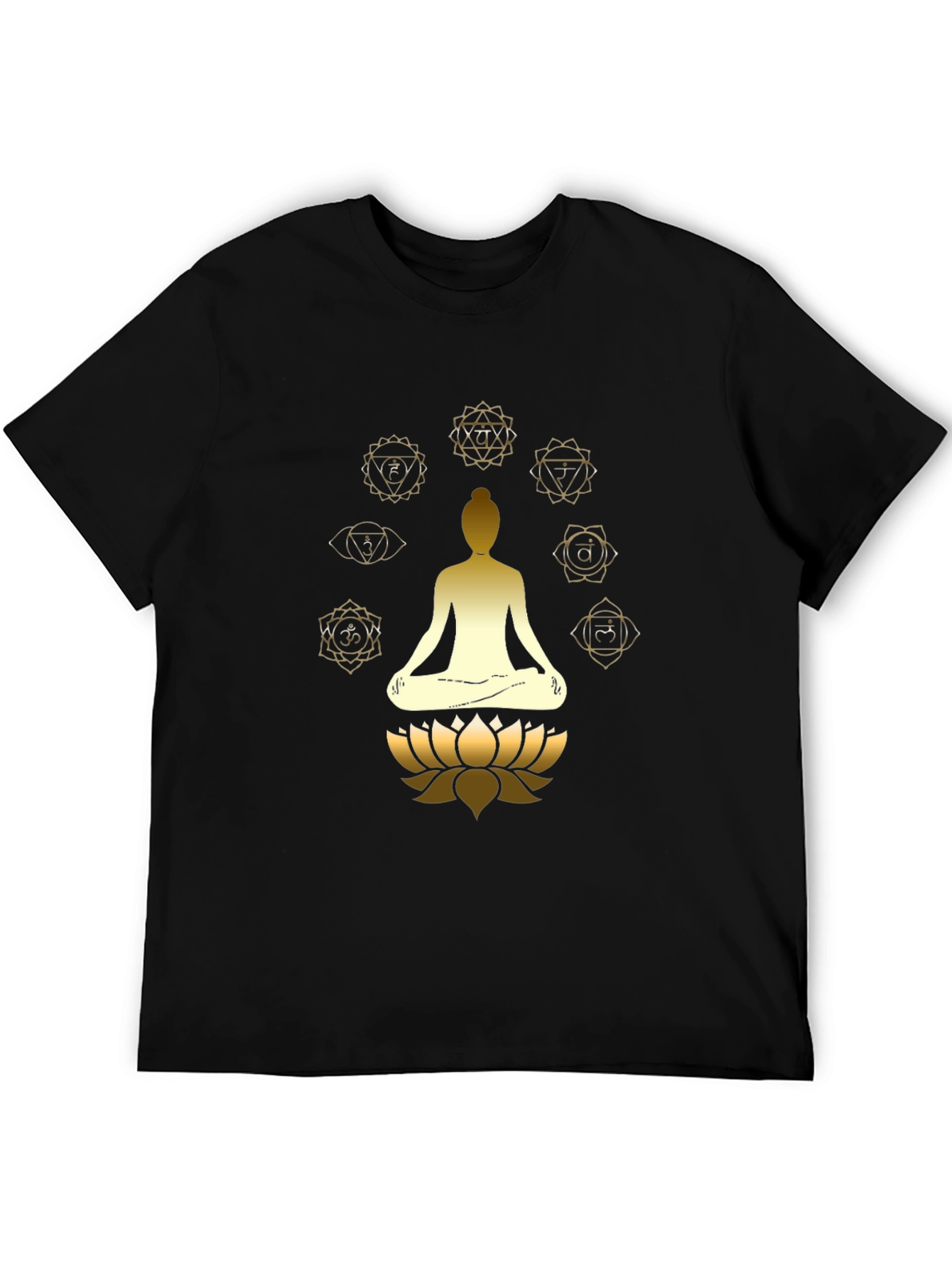 Black Men's Black Chakra Meditation Graphic T-Shirt view 5