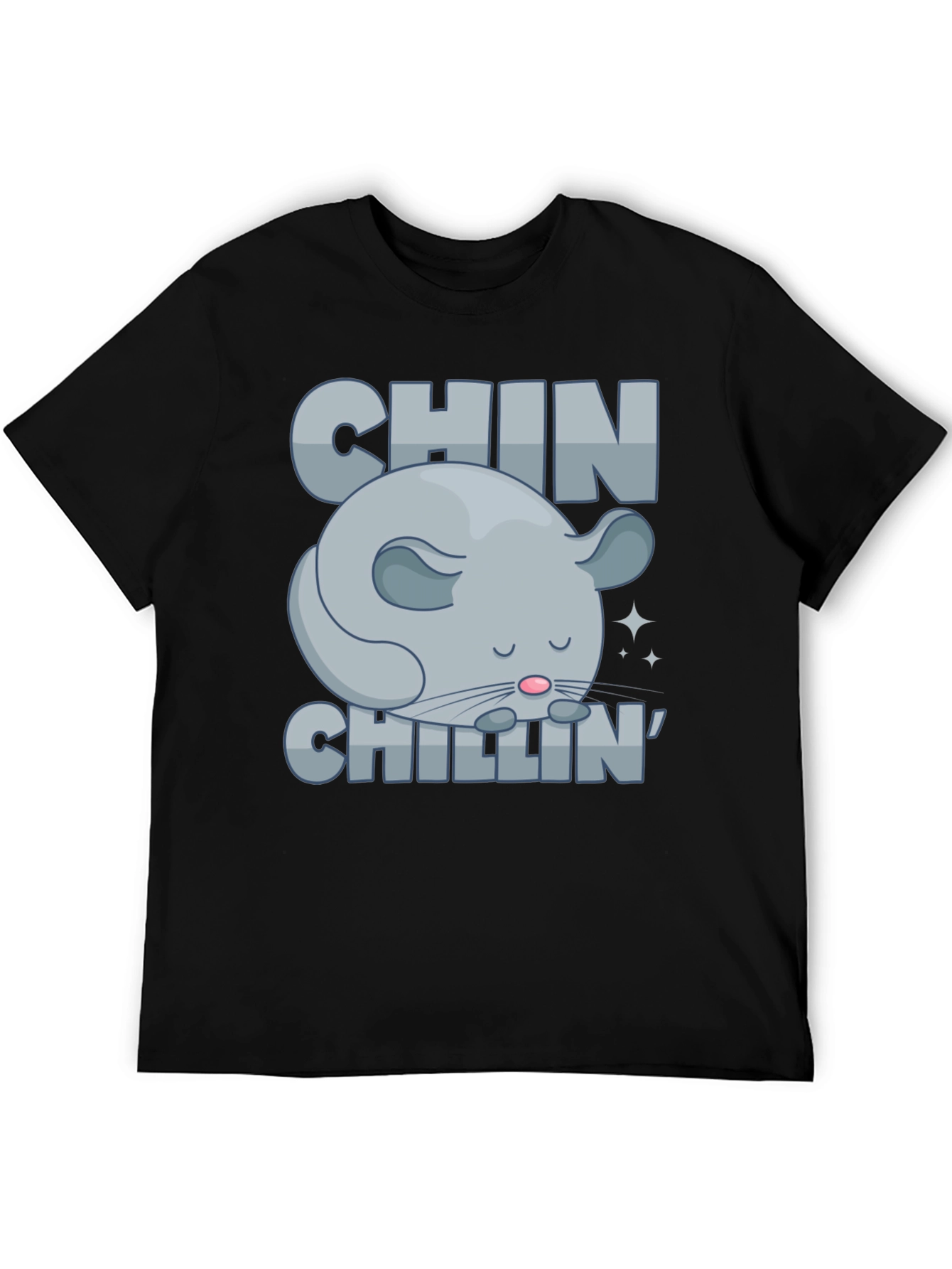 Black Chin Chillin' T-Shirt, Funny Chinchilla Graphic Tee view 5