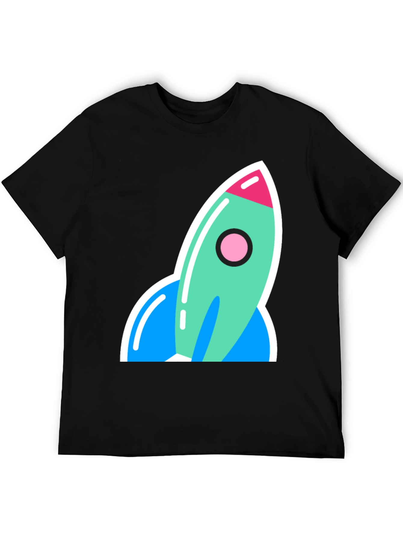 Black Retro Rocket Graphic Tee - Blast Off in Style! view 5