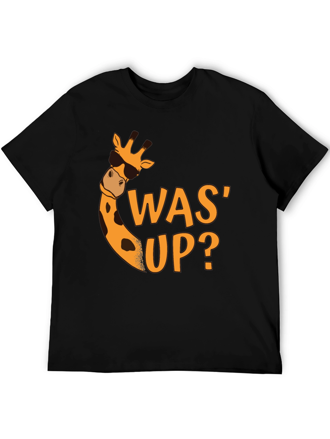 Black Cool Giraffe Was' Up? Black Graphic Tee view 5