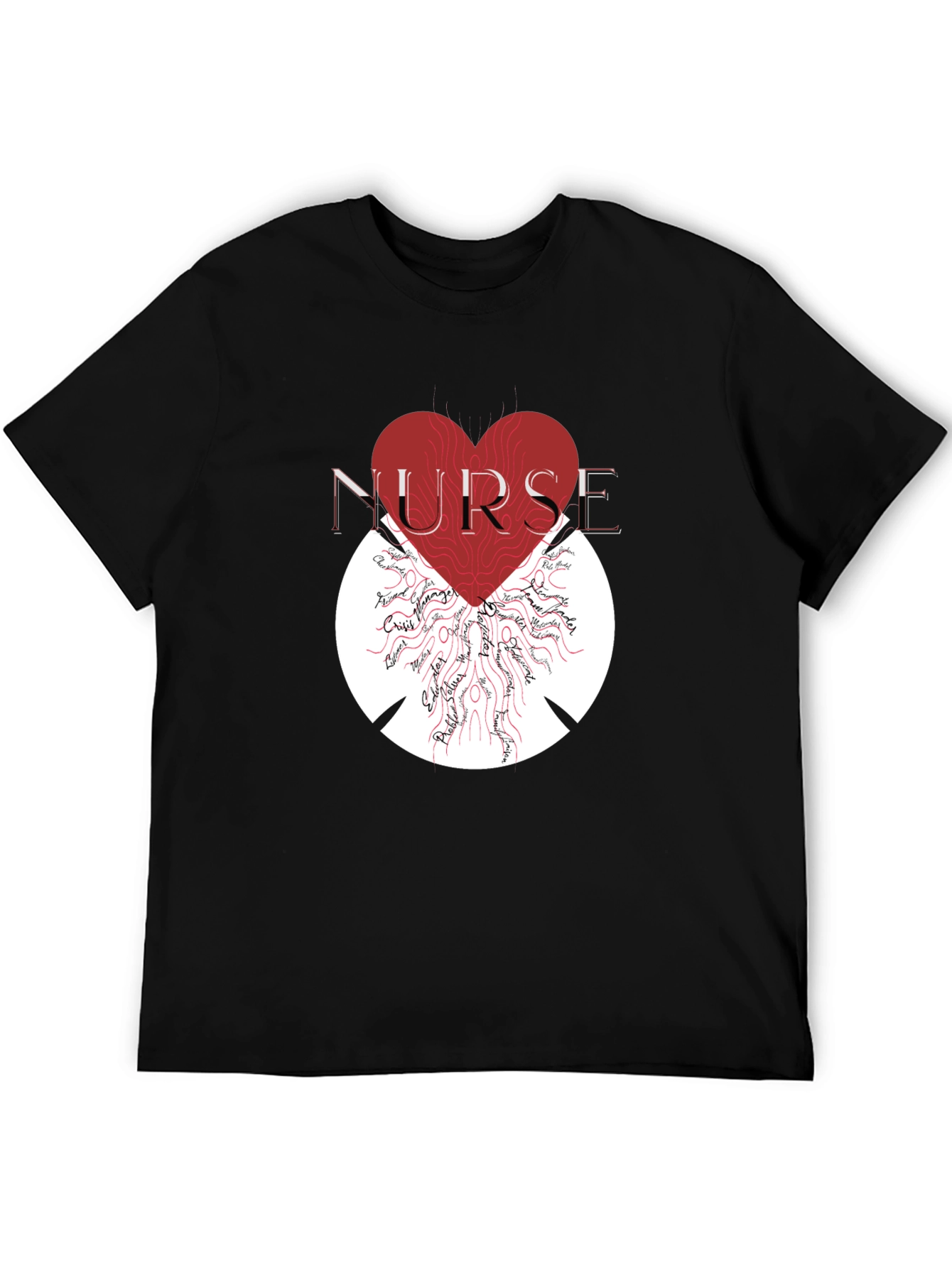 Black Nurse Heart Graphic T-Shirt - Unisex view 5