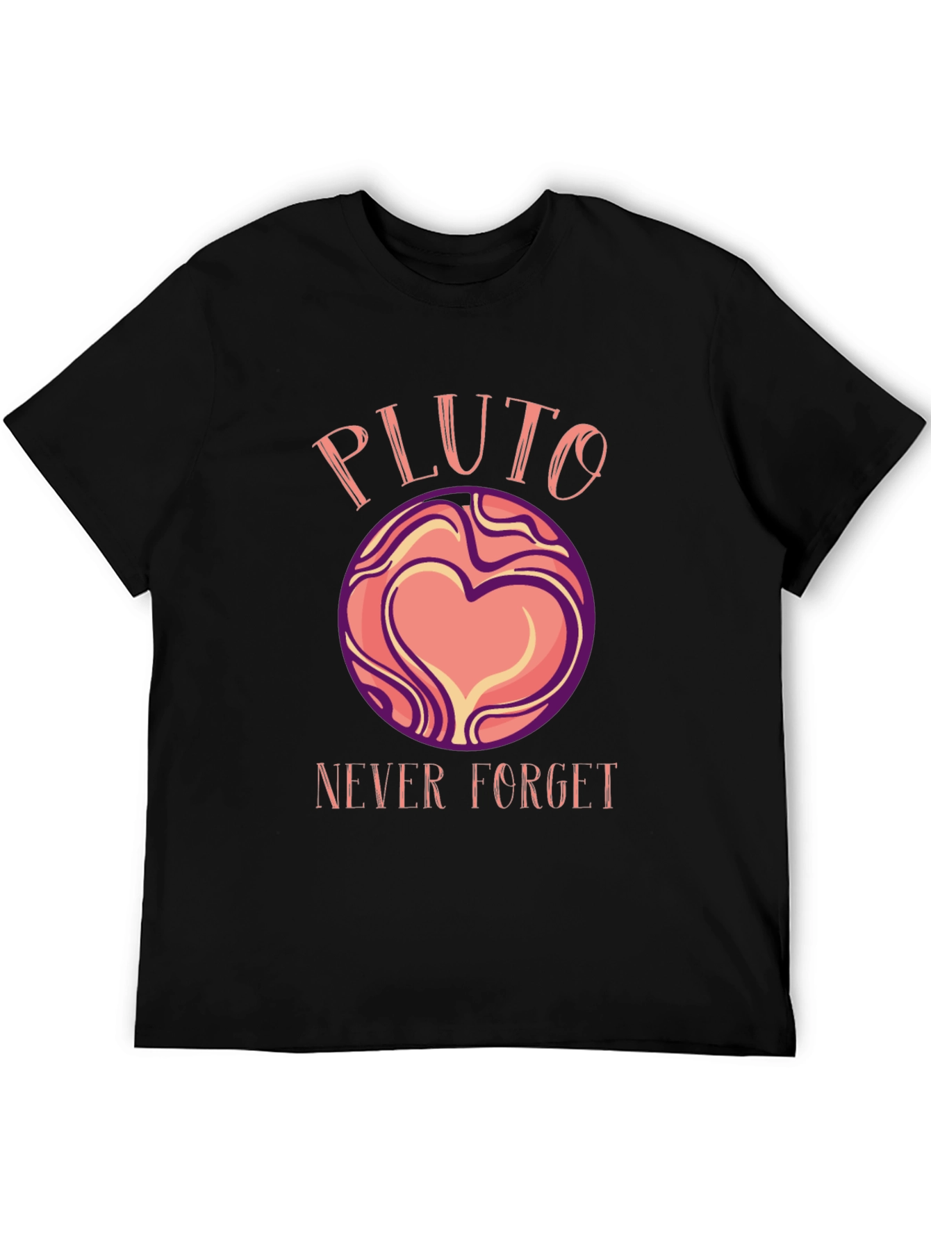 Black Pluto Never Forget Graphic T-Shirt view 5