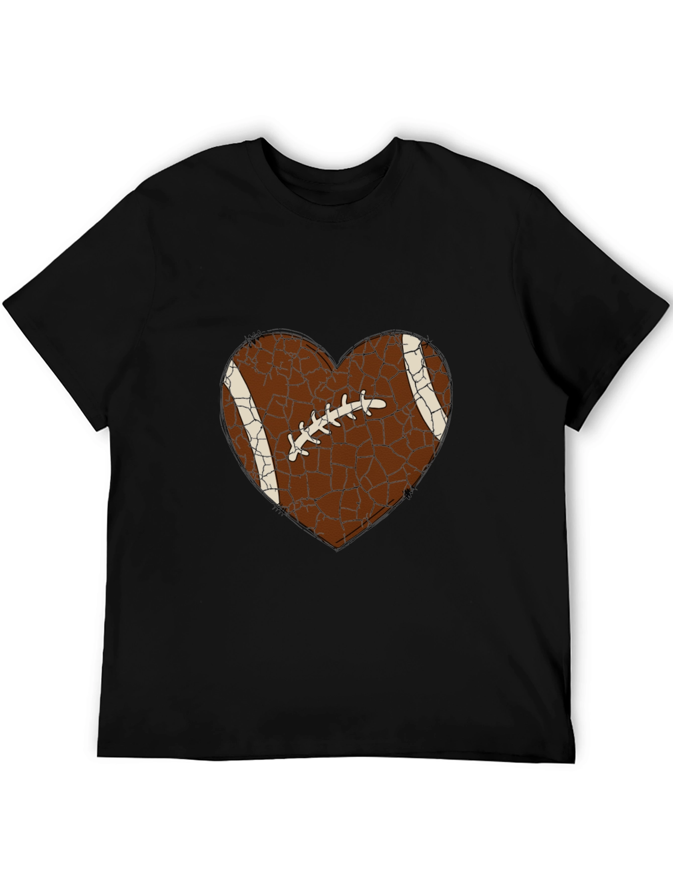 Black Football Heart Graphic Tee - Sporty Casual Shirt view 5