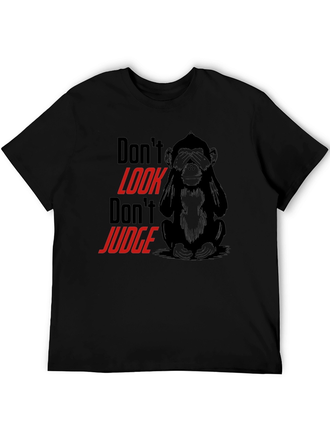 Black Don't Look Monkey Graphic Tee - Black view 5