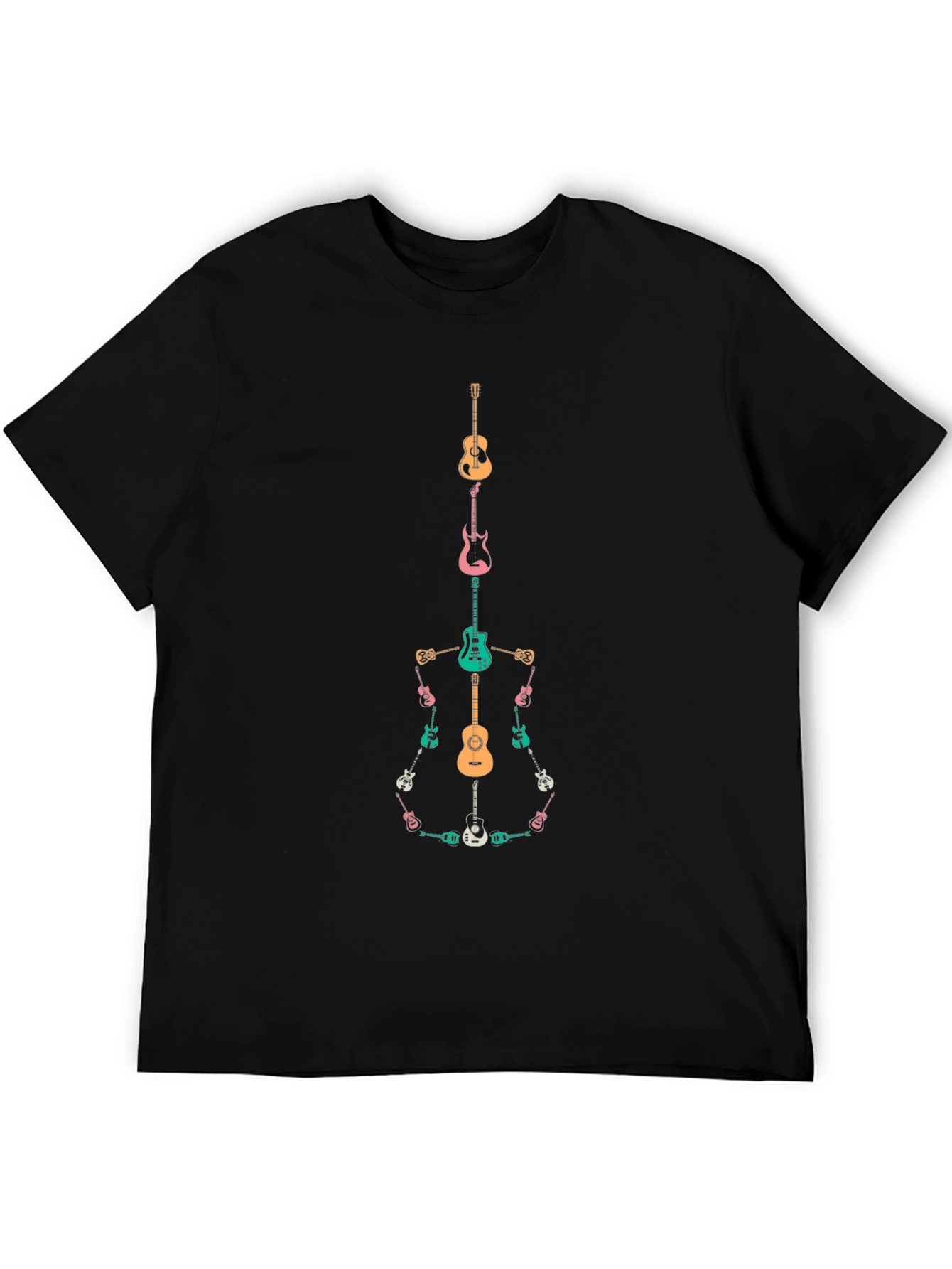 Black Guitar Skeleton T-Shirt Music Lover Tee view 5