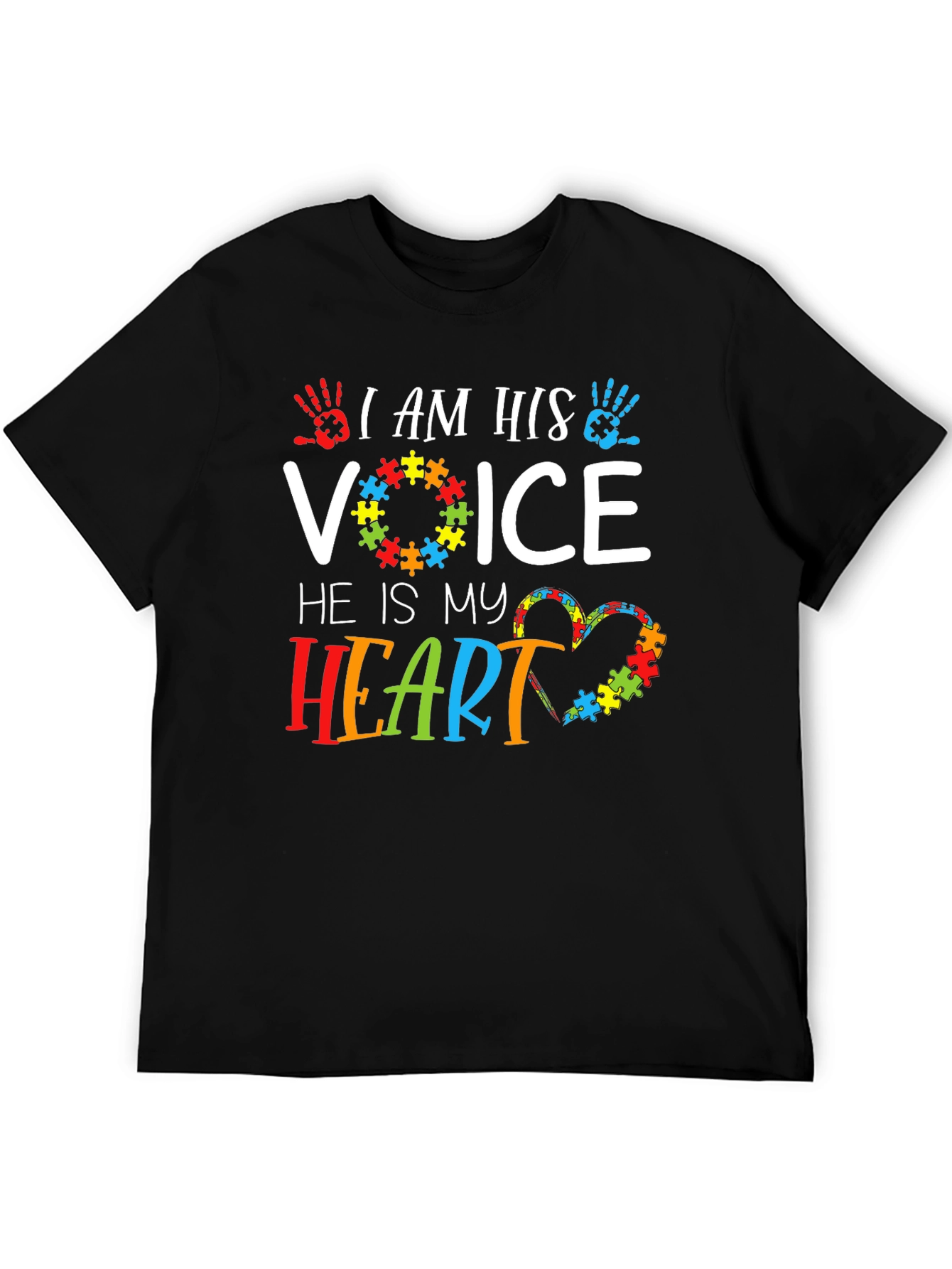 Black Autism Awareness T-Shirt - I Am His Voice view 5