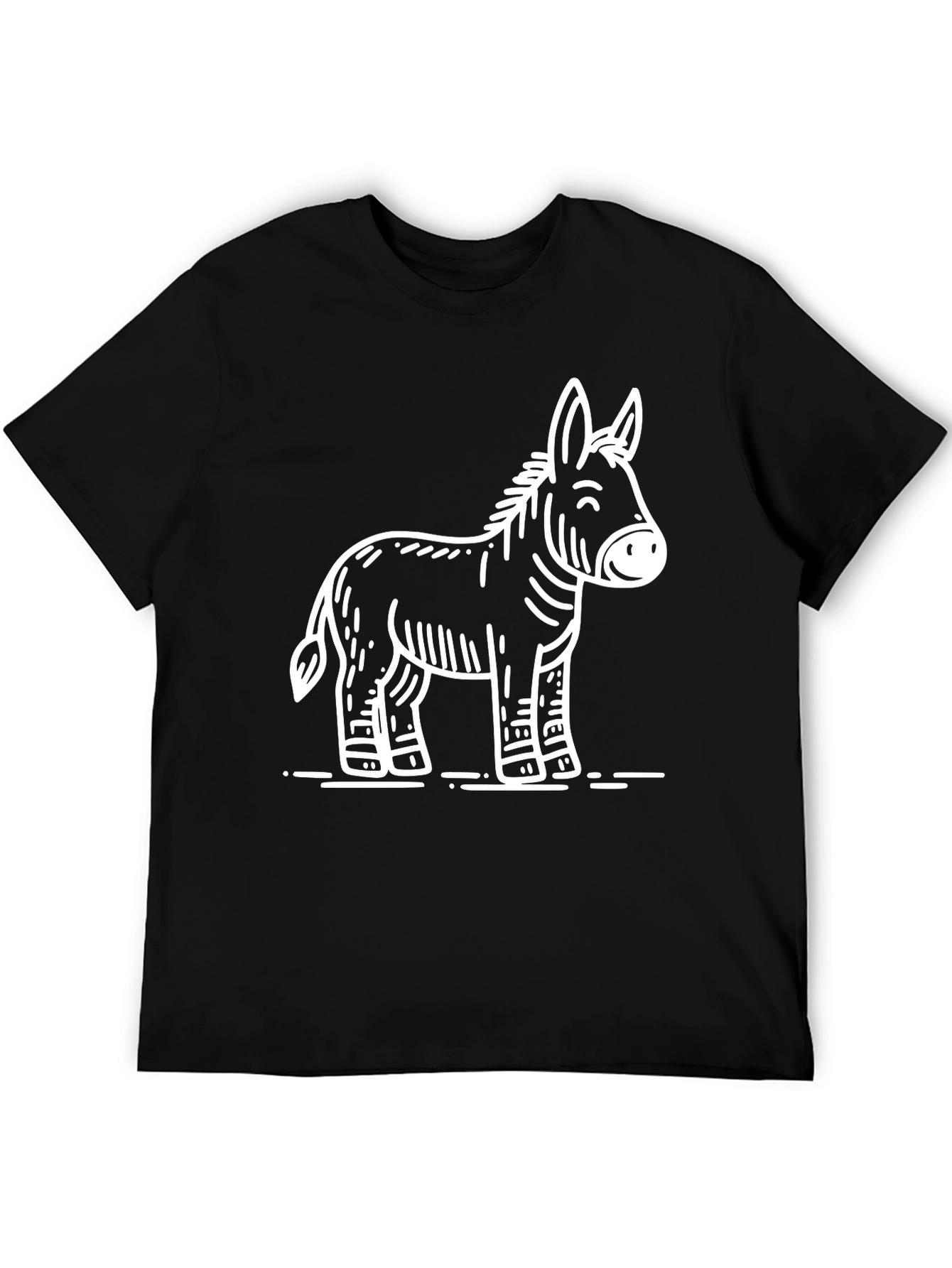 Black Cartoon Donkey Graphic T-Shirt view 5