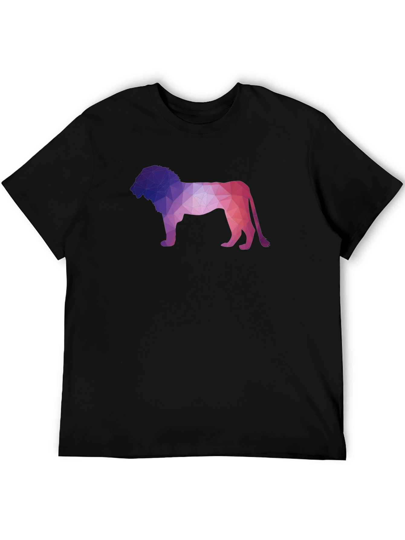 Black Geometric Lion Graphic Tee - Modern Crew Neck T-Shirt view 5