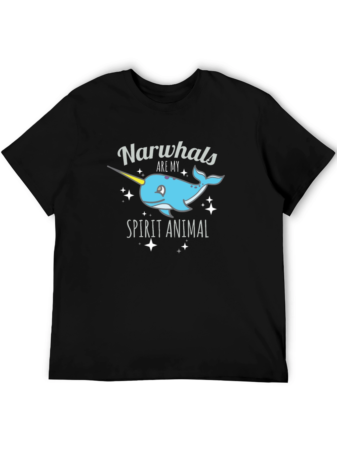 Black Narwhal Spirit Animal Graphic Tee - Black Cotton Blend view 5