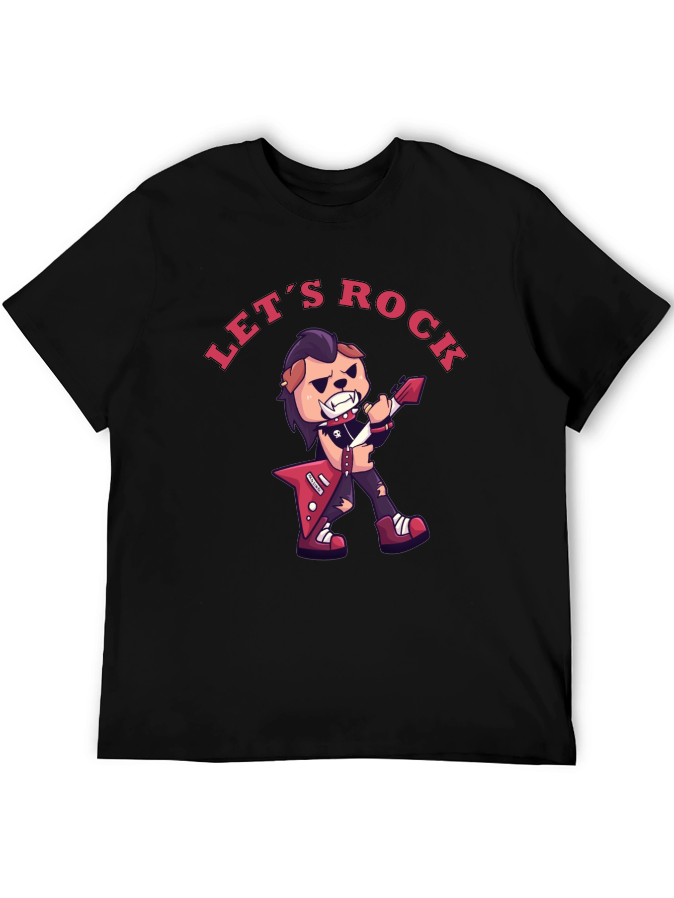 Black Let's Rock Graphic T-Shirt - Black Cotton Tee view 5