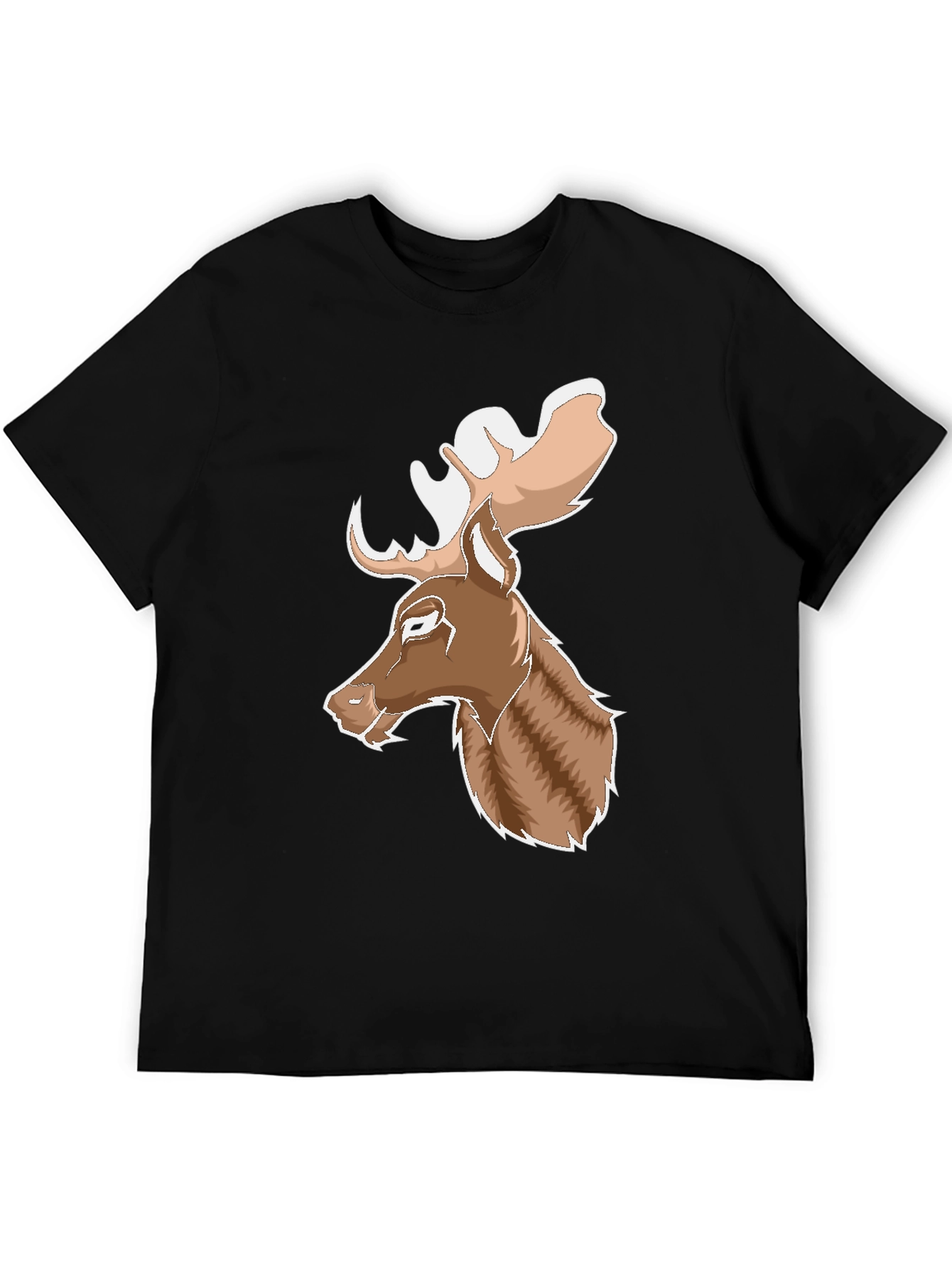 Black Moose Graphic Print T-Shirt - Black, Casual view 5