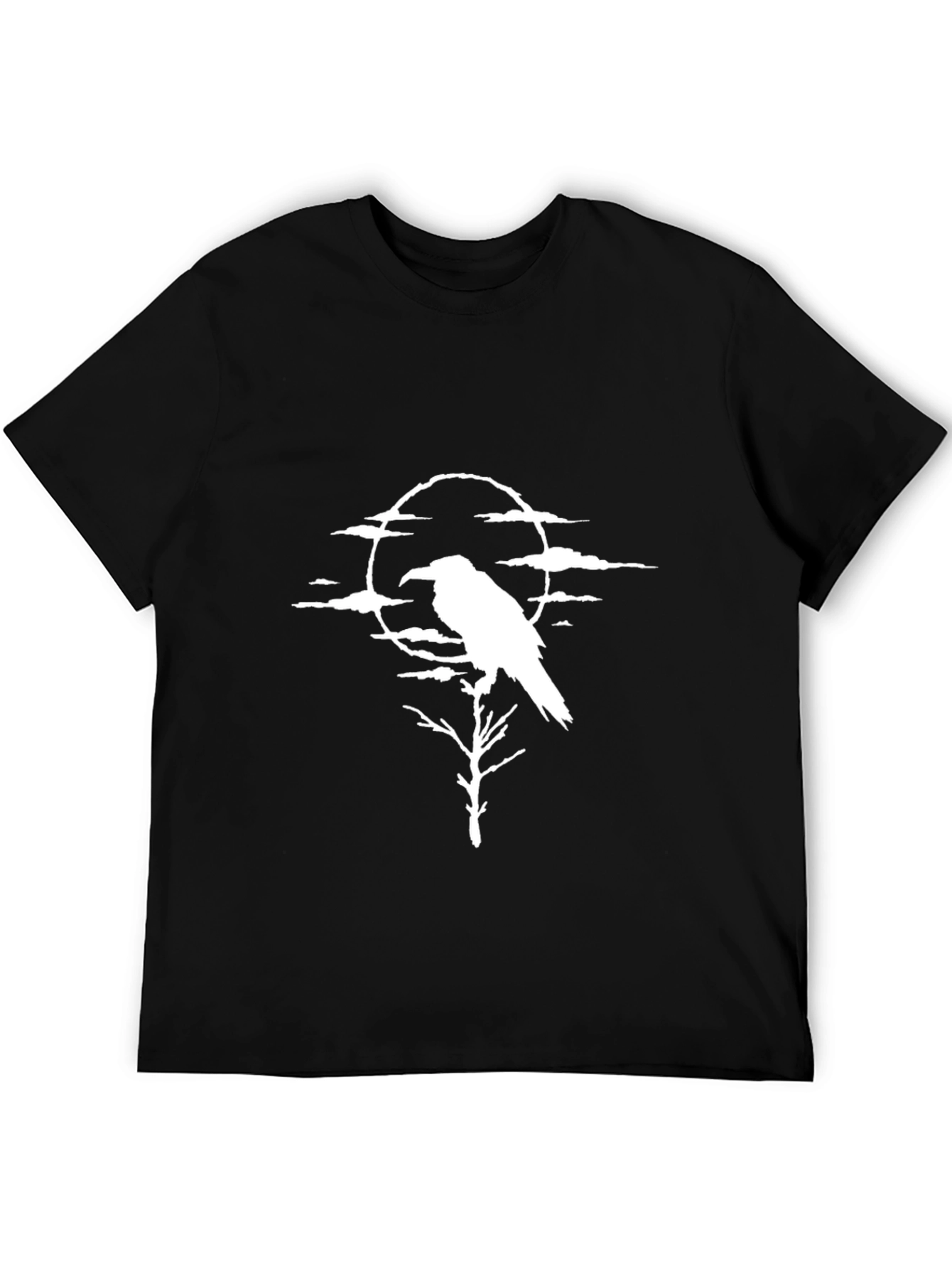Raven Moon Graphic Tee - Black Cotton Shirt - 5