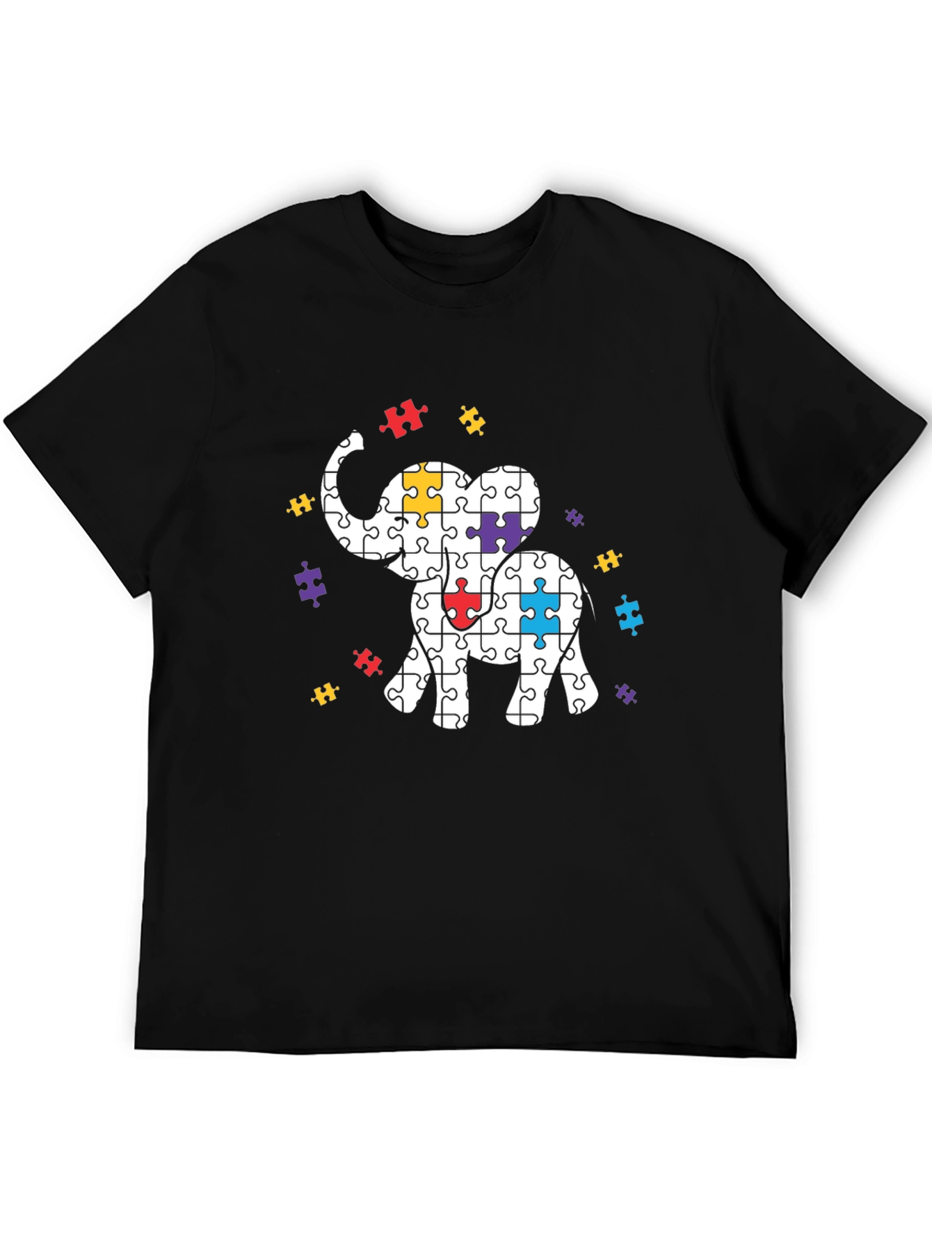 Autism Awareness Puzzle Elephant Graphic Tee - 5