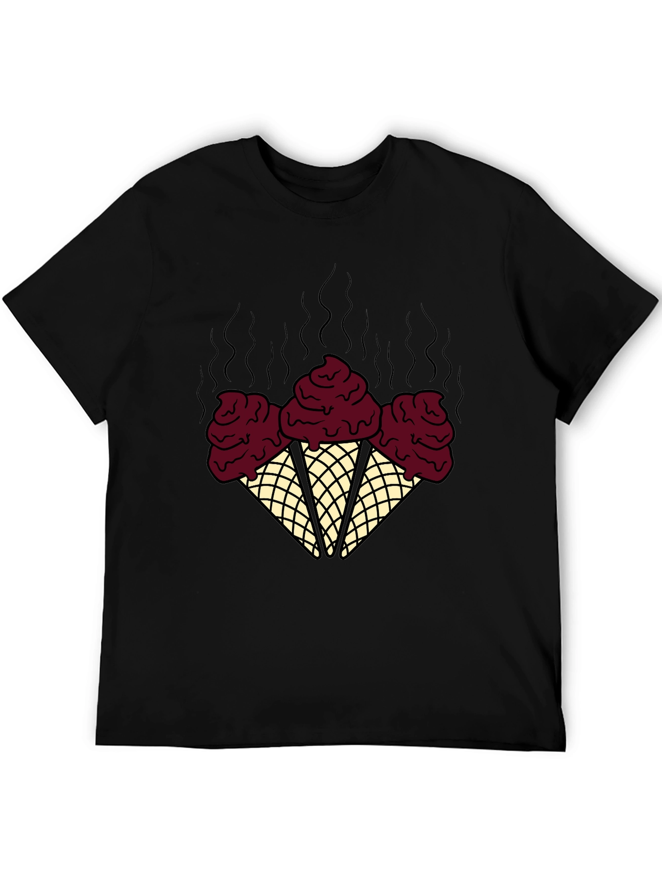 Black Novelty Ice Cream Cone Graphic Tee - Black view 5