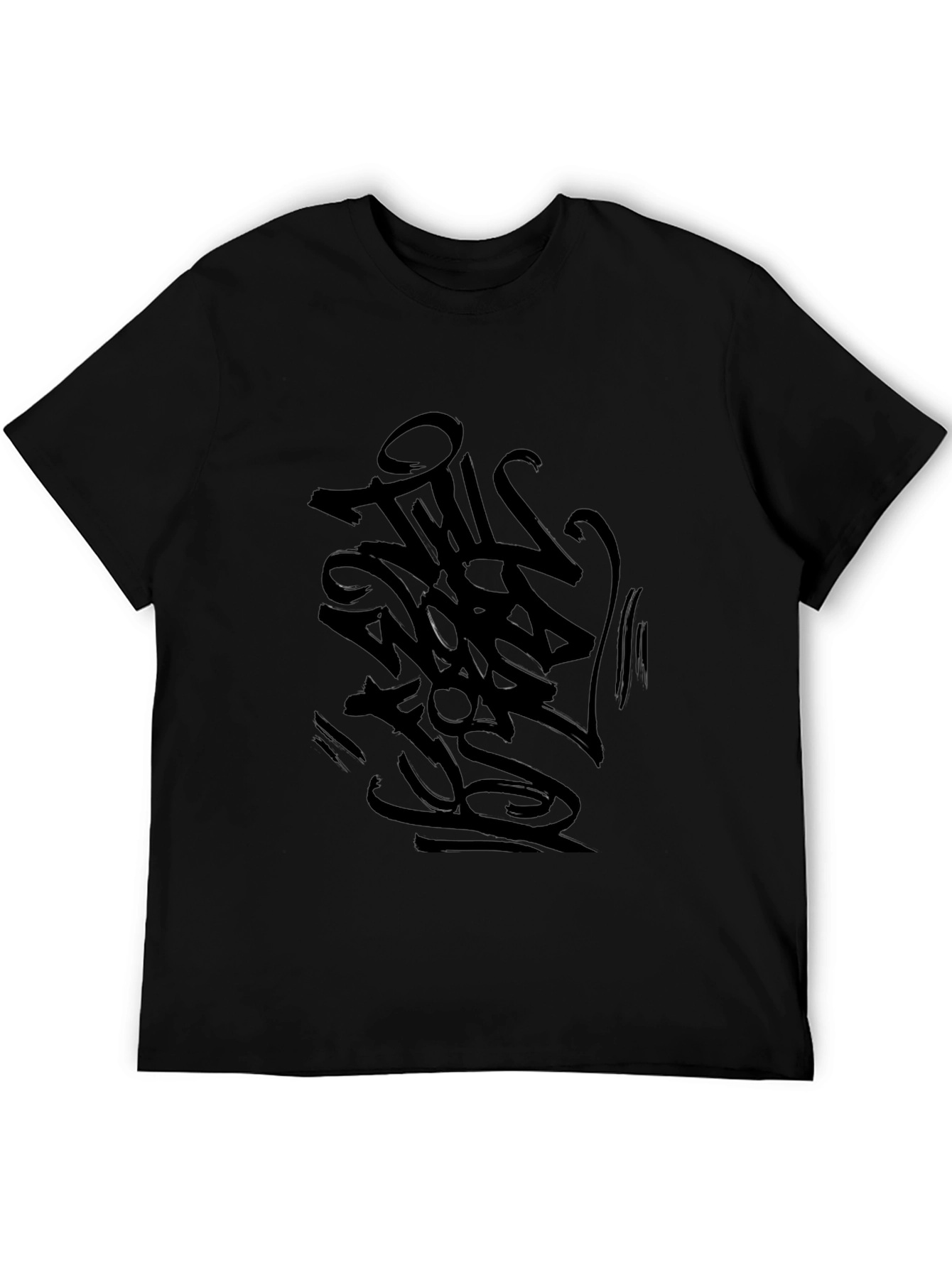 Black Men's Black Graphic Print T-Shirt - Urban Style view 5