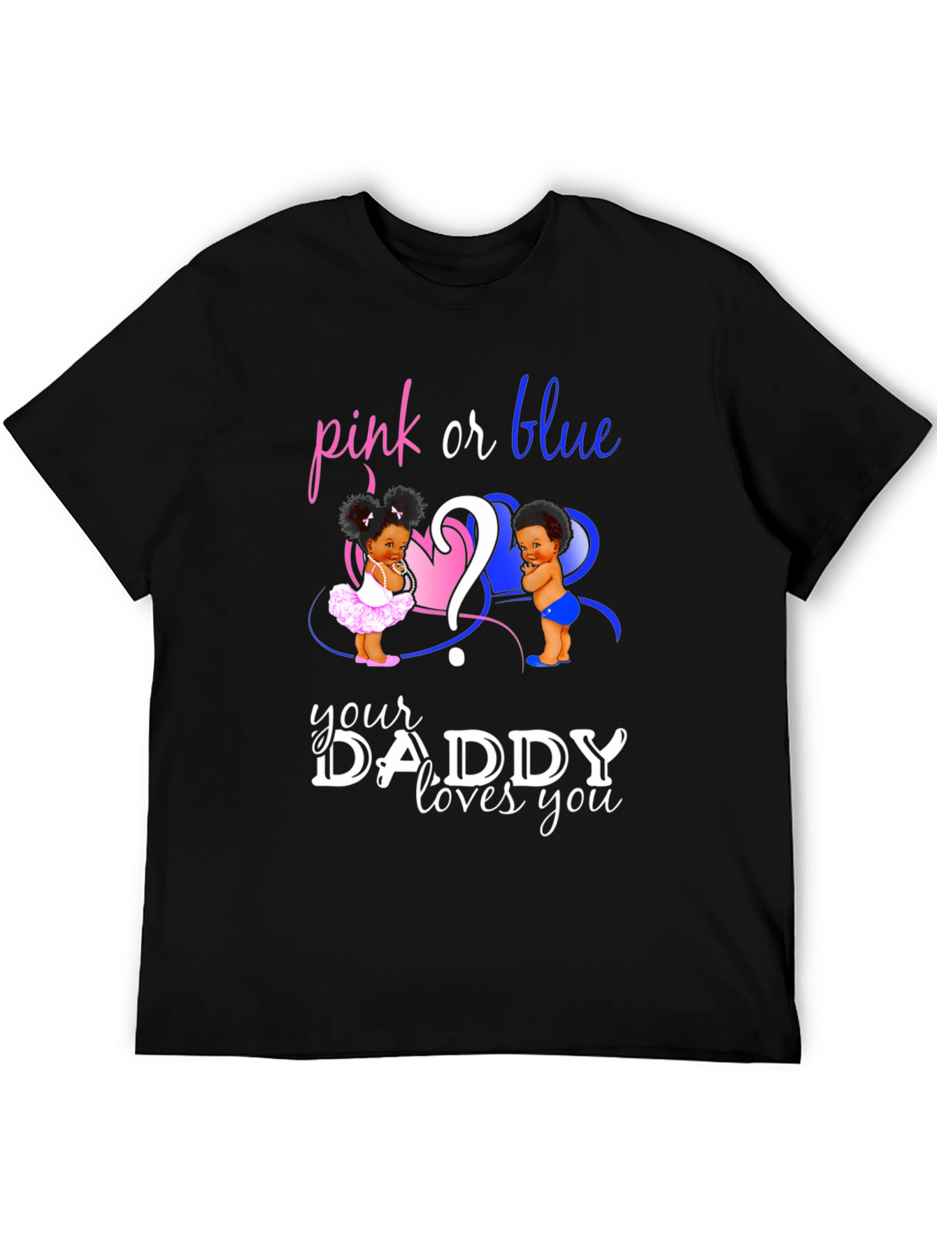 Black Pink or Blue Gender Reveal Daddy T-Shirt view 5